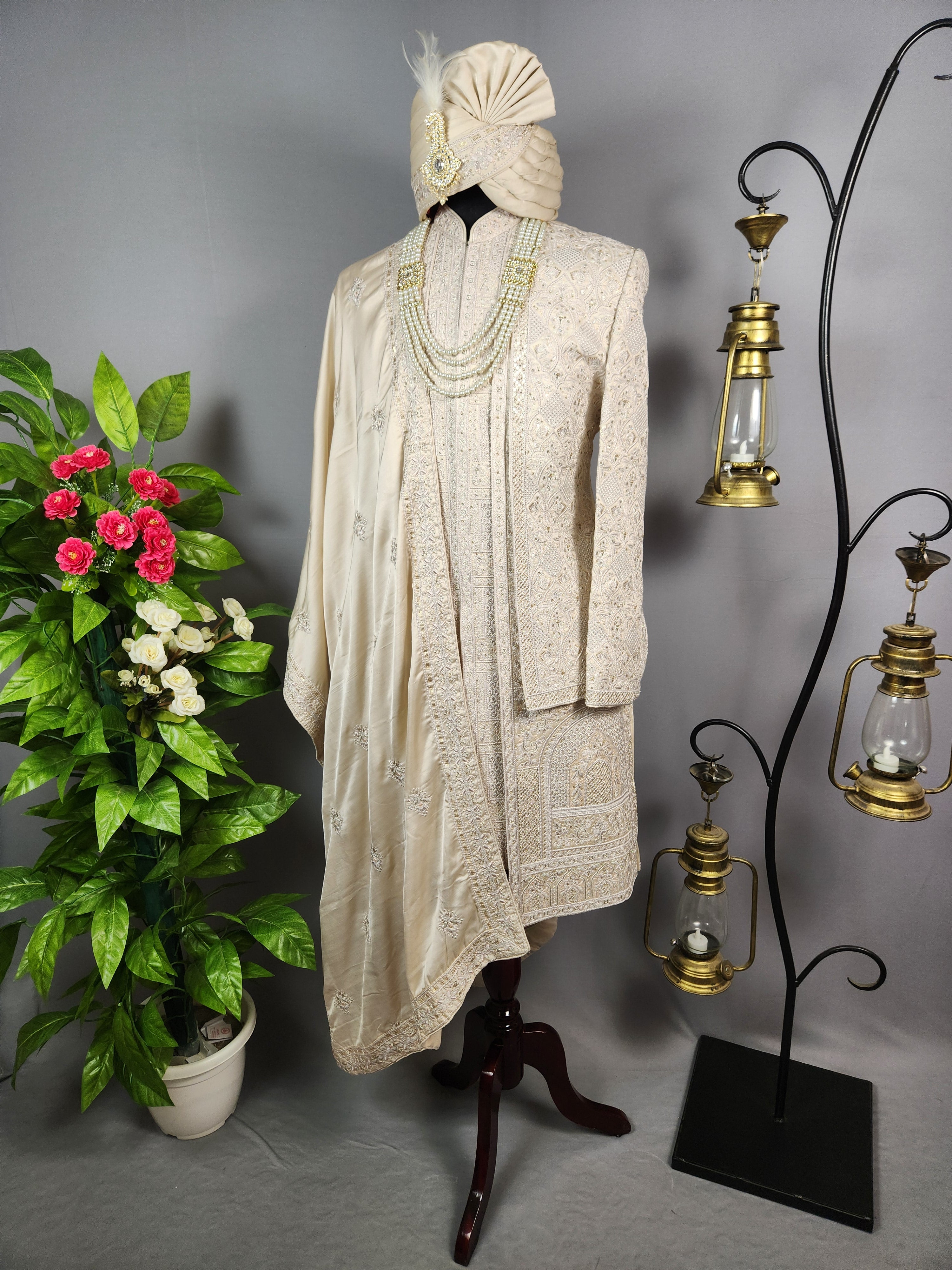 Rose Gold Sherwani for Groom  -   Indian Wedding Outfit for Men