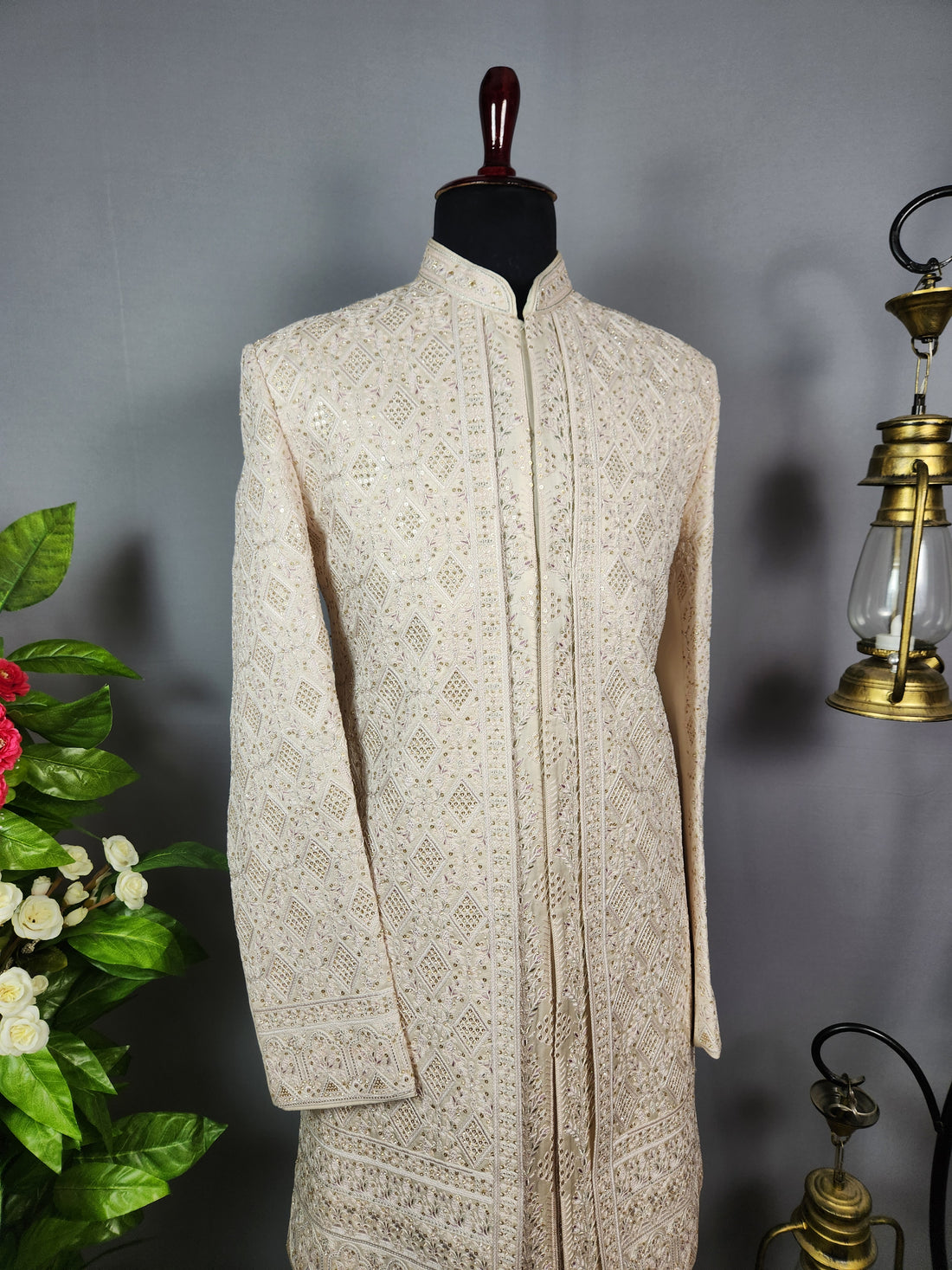 Rose Gold Sherwani for Groom  -   Indian Wedding Outfit for Men