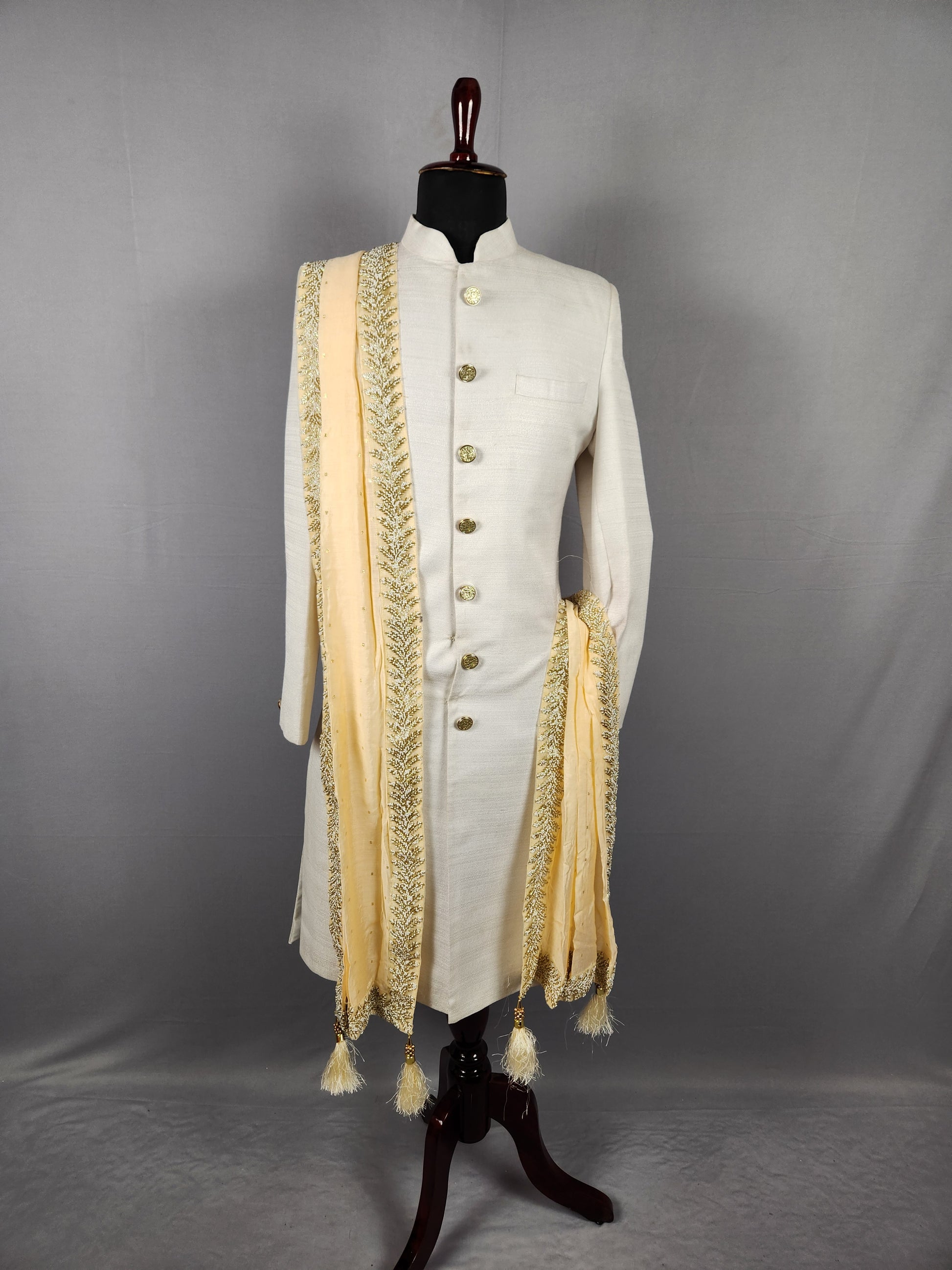 Rose Gold Groom Stole with Beads and Cutdana Work