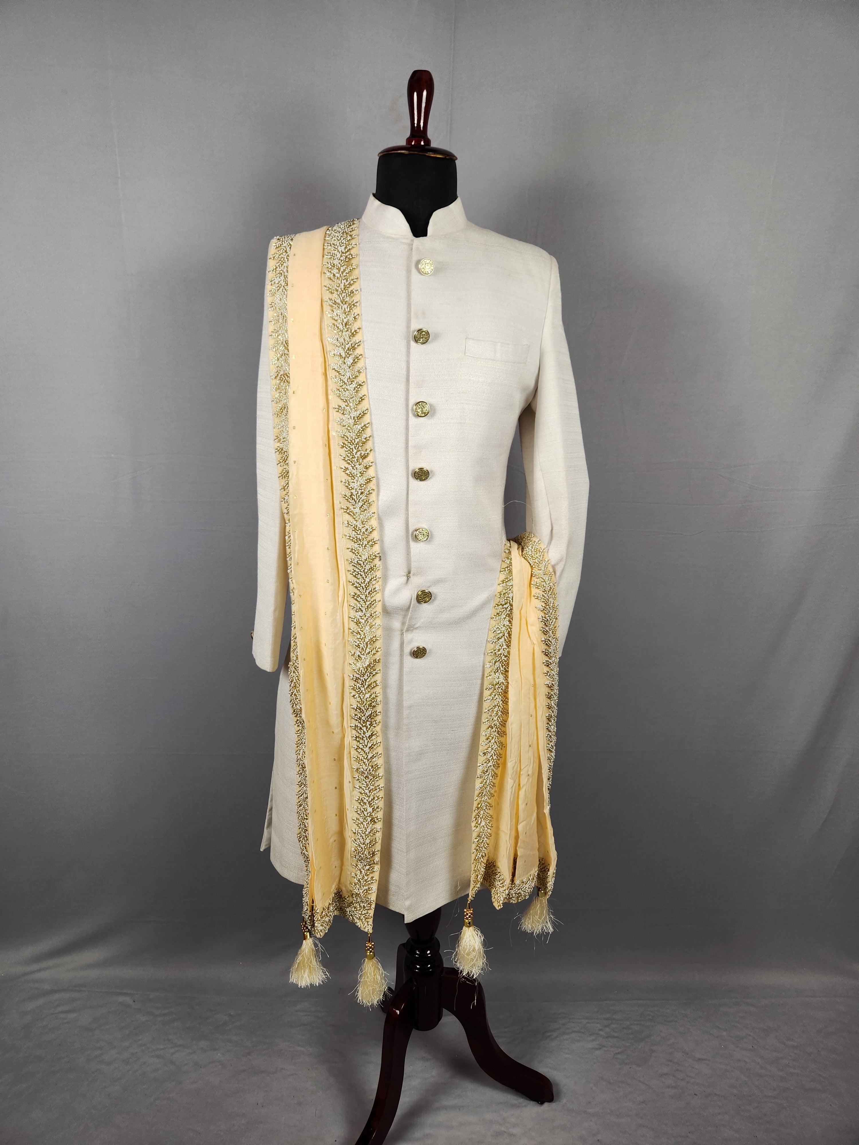 Rose Gold Groom Stole with Beads and Cutdana Work