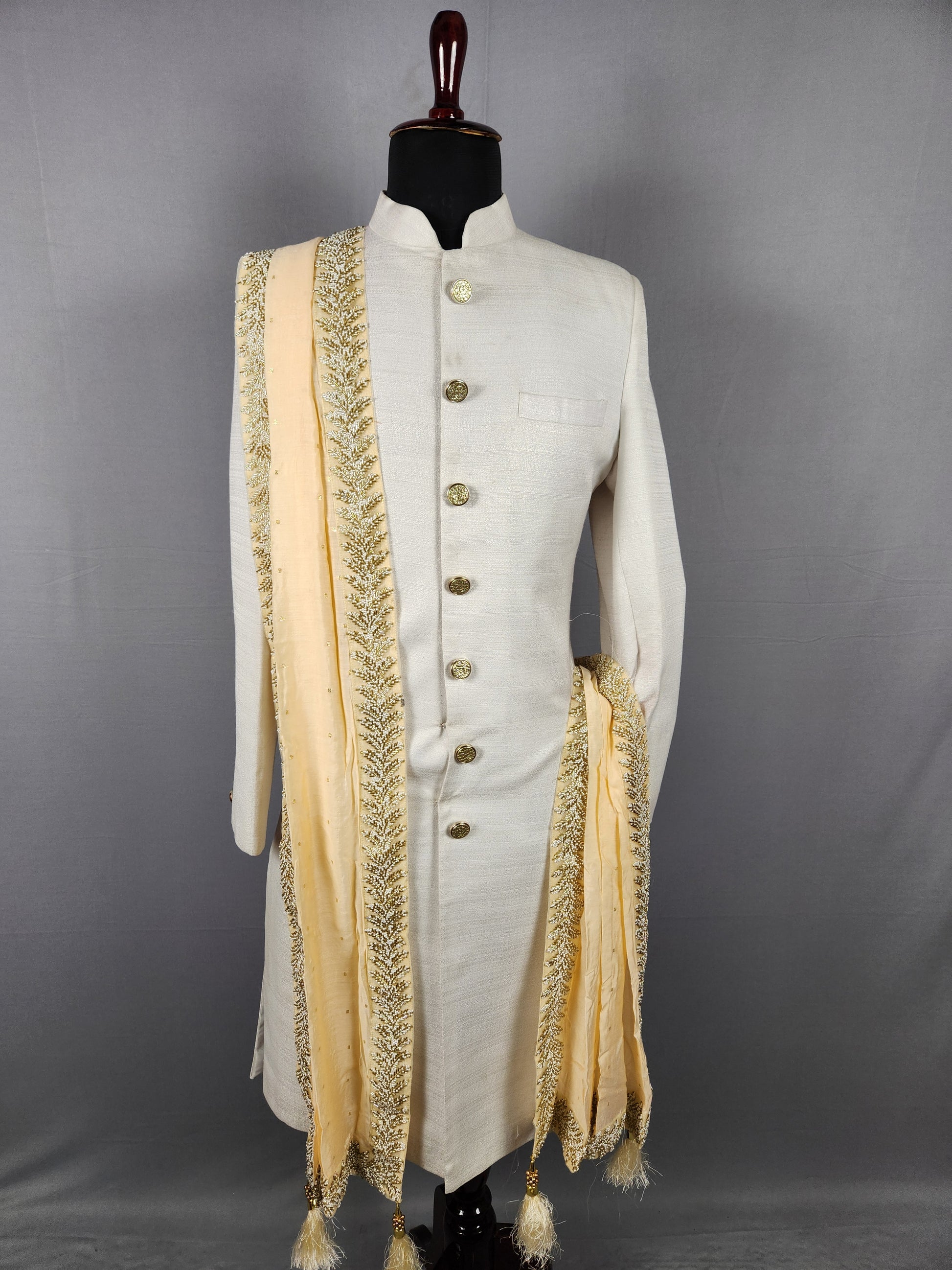 Rose Gold Groom Stole with Beads and Cutdana Work