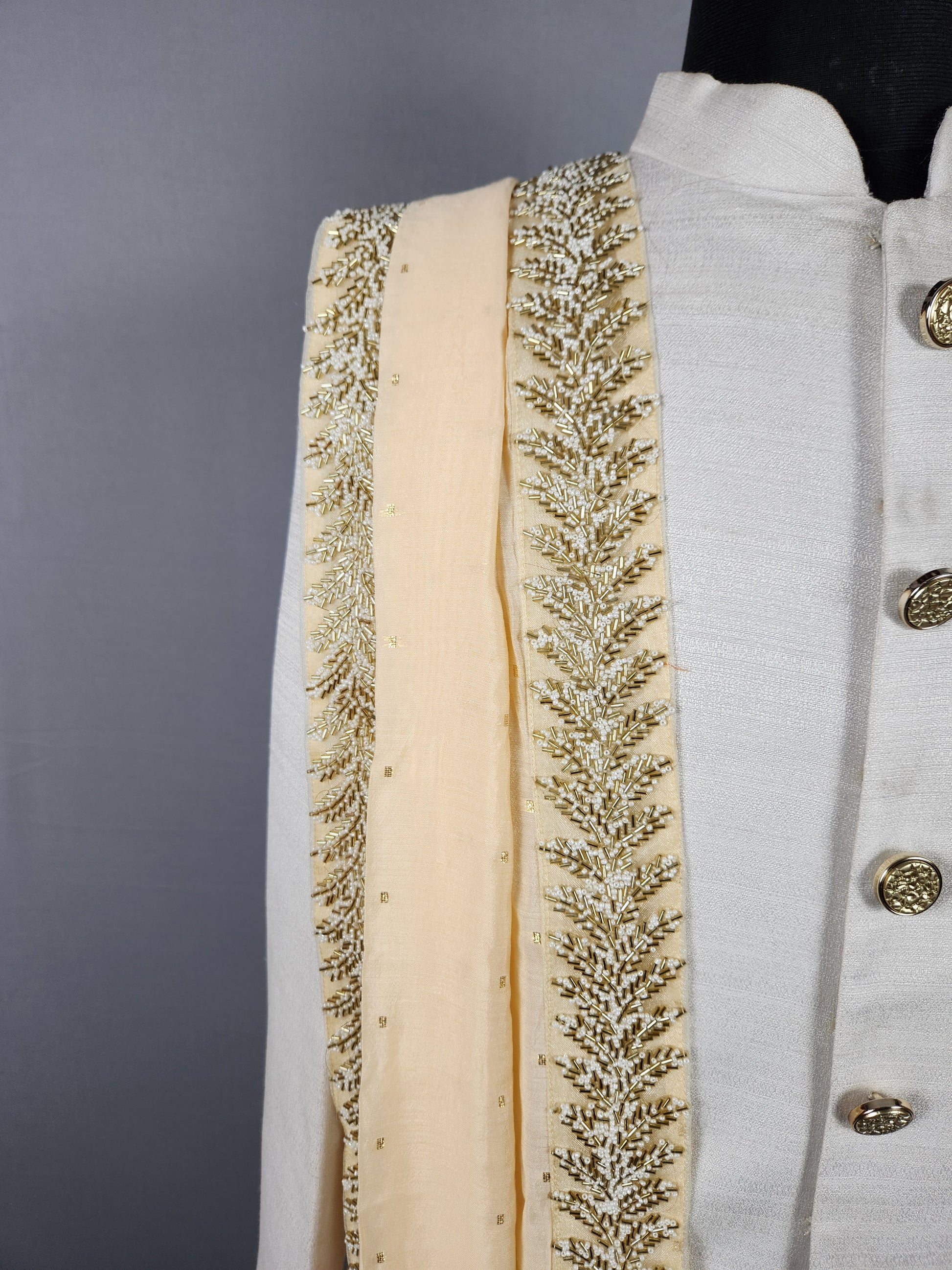 Rose Gold Groom Stole with Beads and Cutdana Work