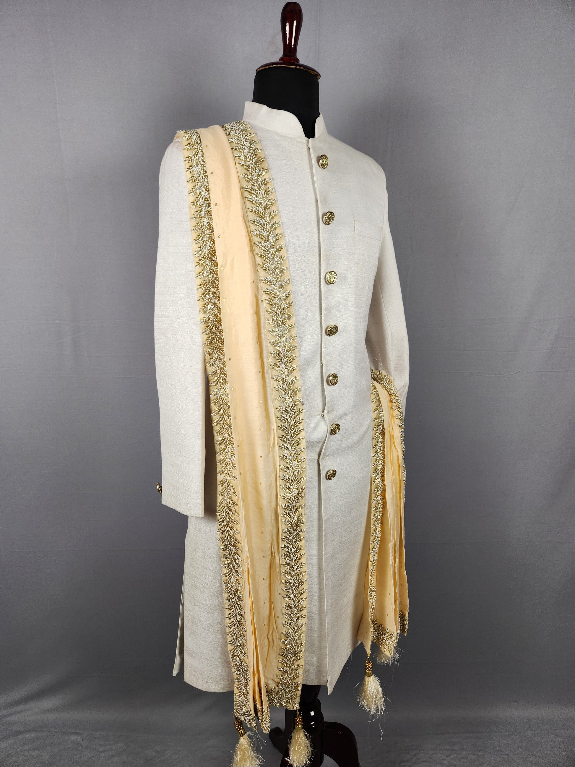 Rose Gold Groom Stole with Beads and Cutdana Work