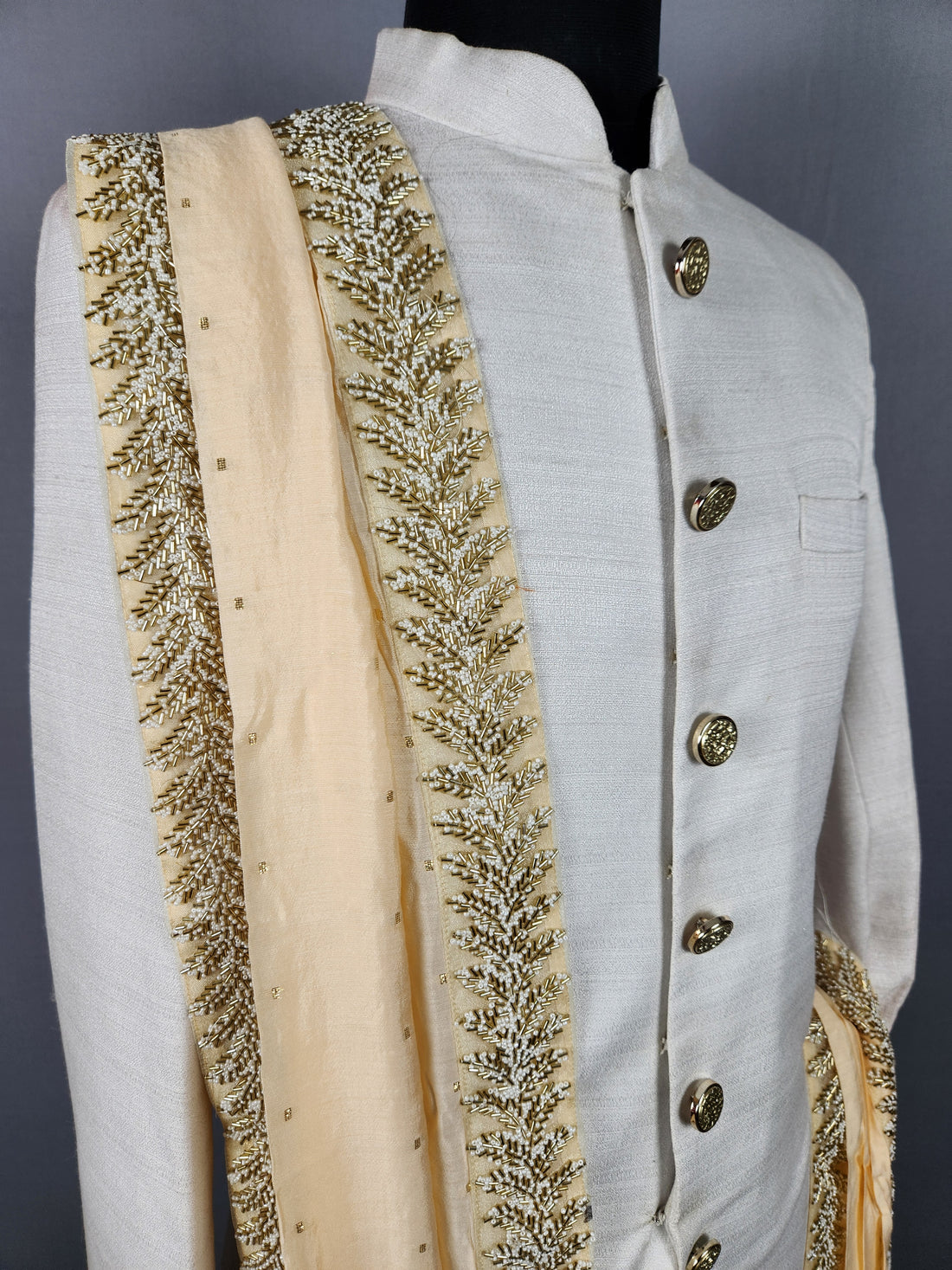 Rose Gold Groom Stole with Beads and Cutdana Work