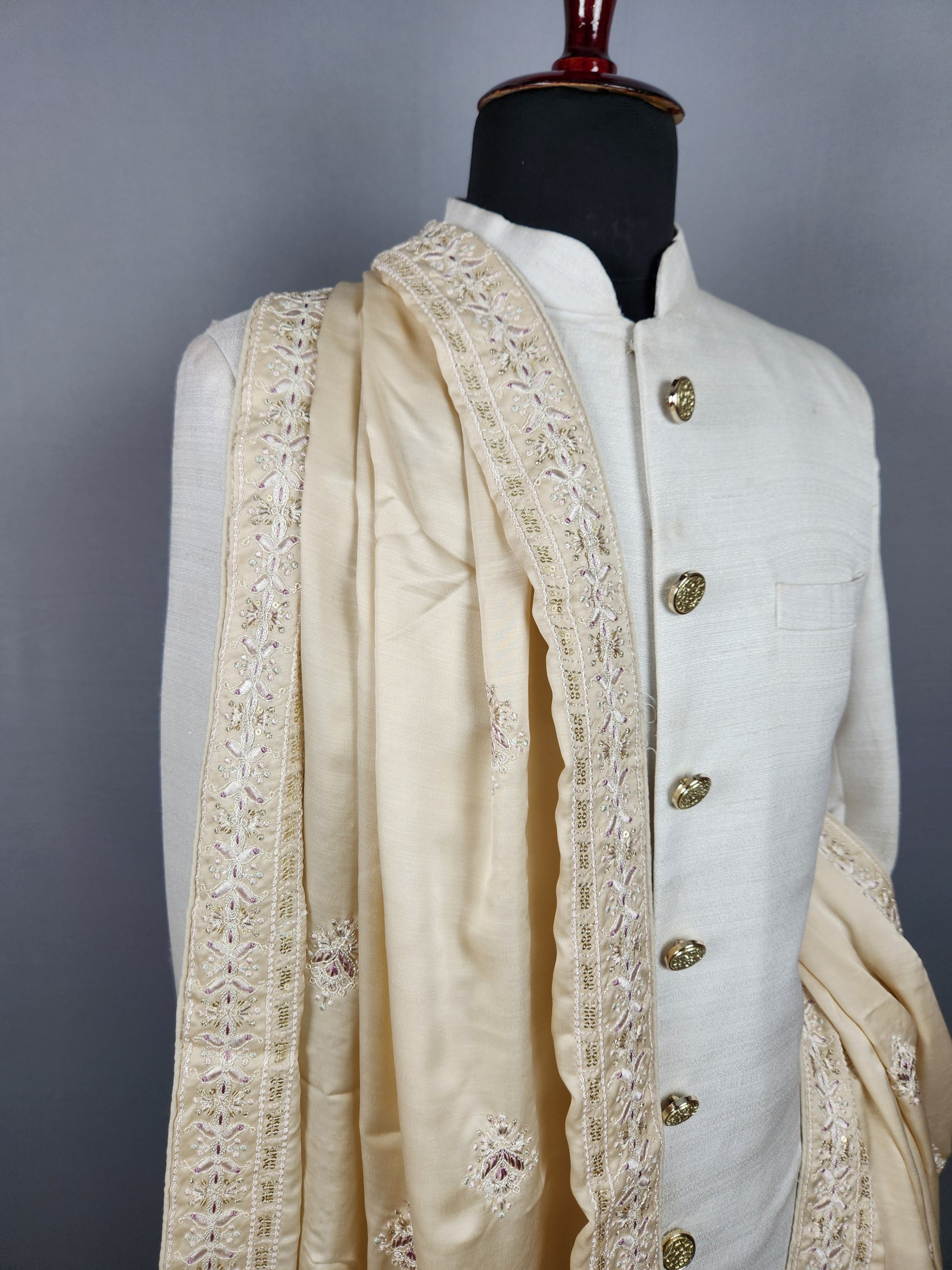 Rose Gold Groom Shawl with Gold Sequin