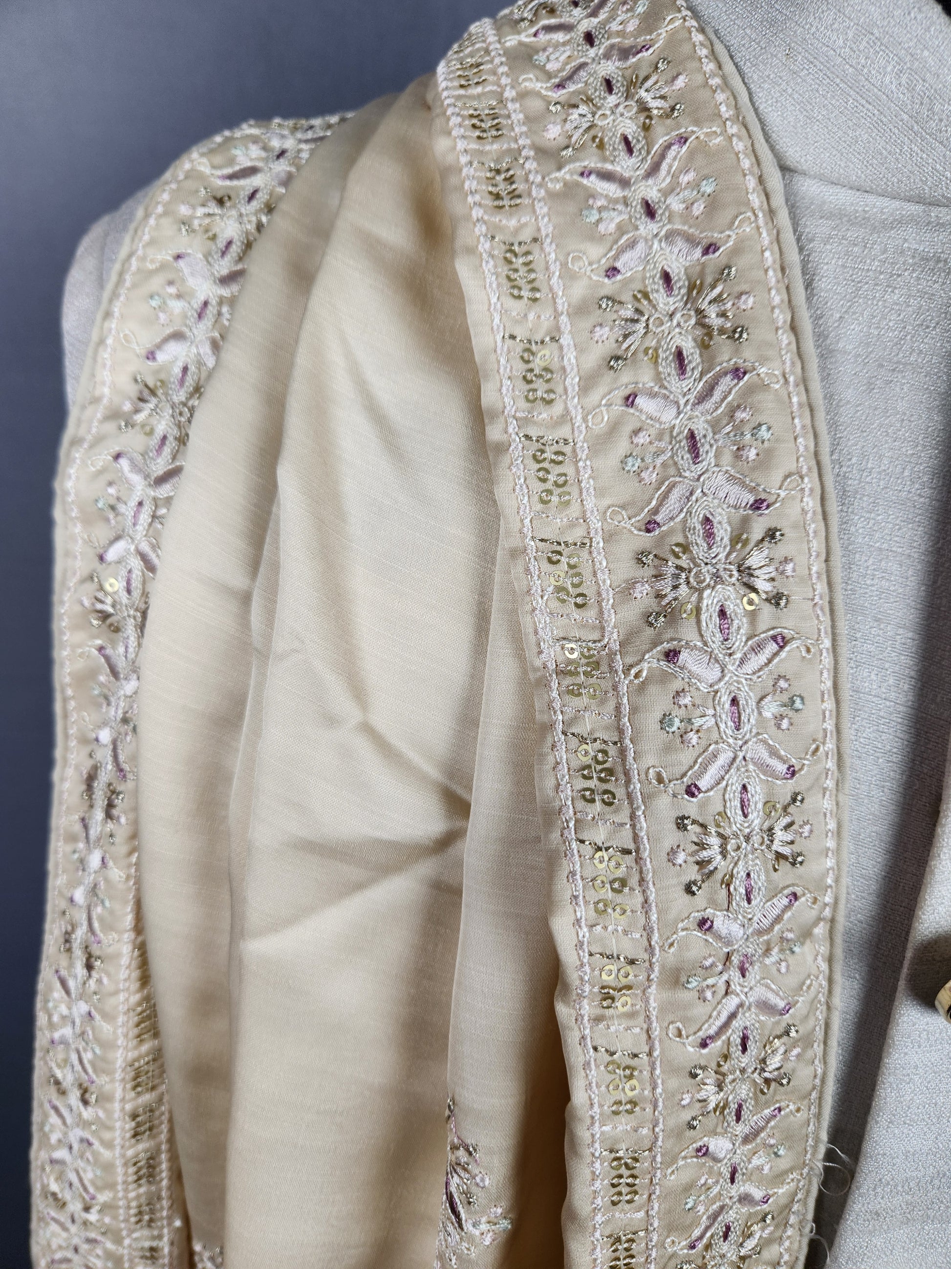 Rose Gold Groom Shawl with Gold Sequin