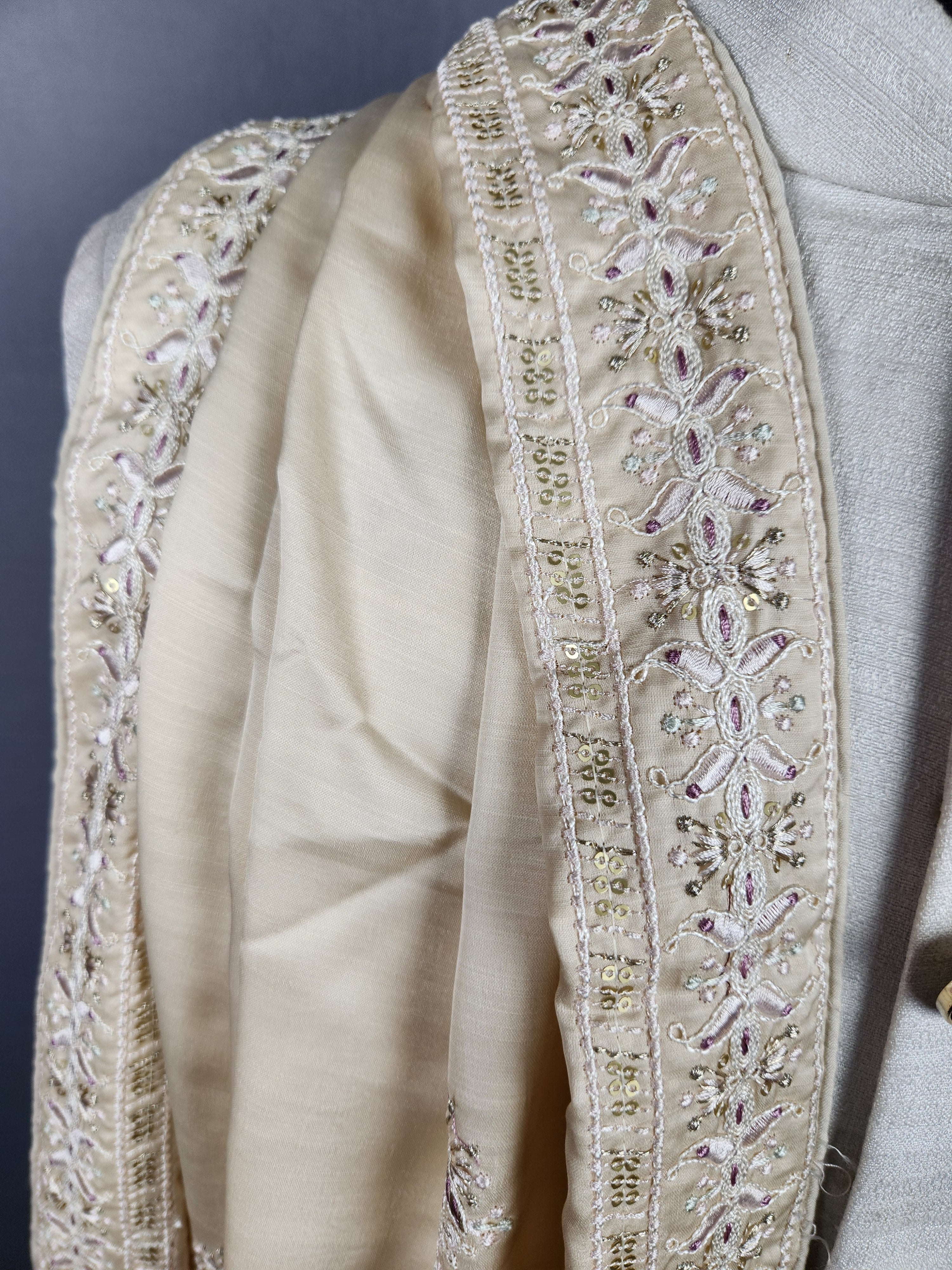 Rose Gold Groom Shawl with Gold Sequin