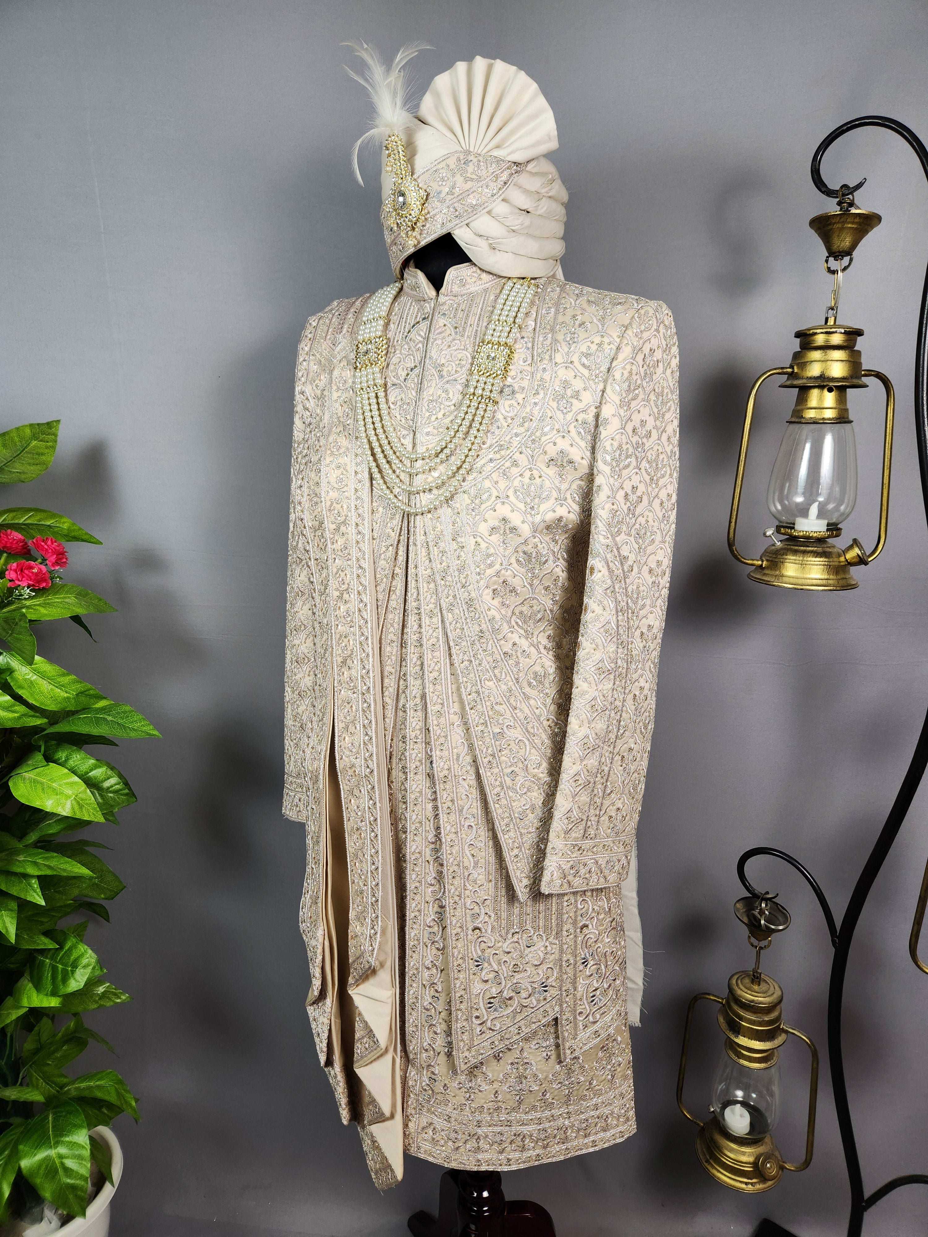 Rose Gold Wedding Groom Sherwani - 3 layer | Sherwani For Men