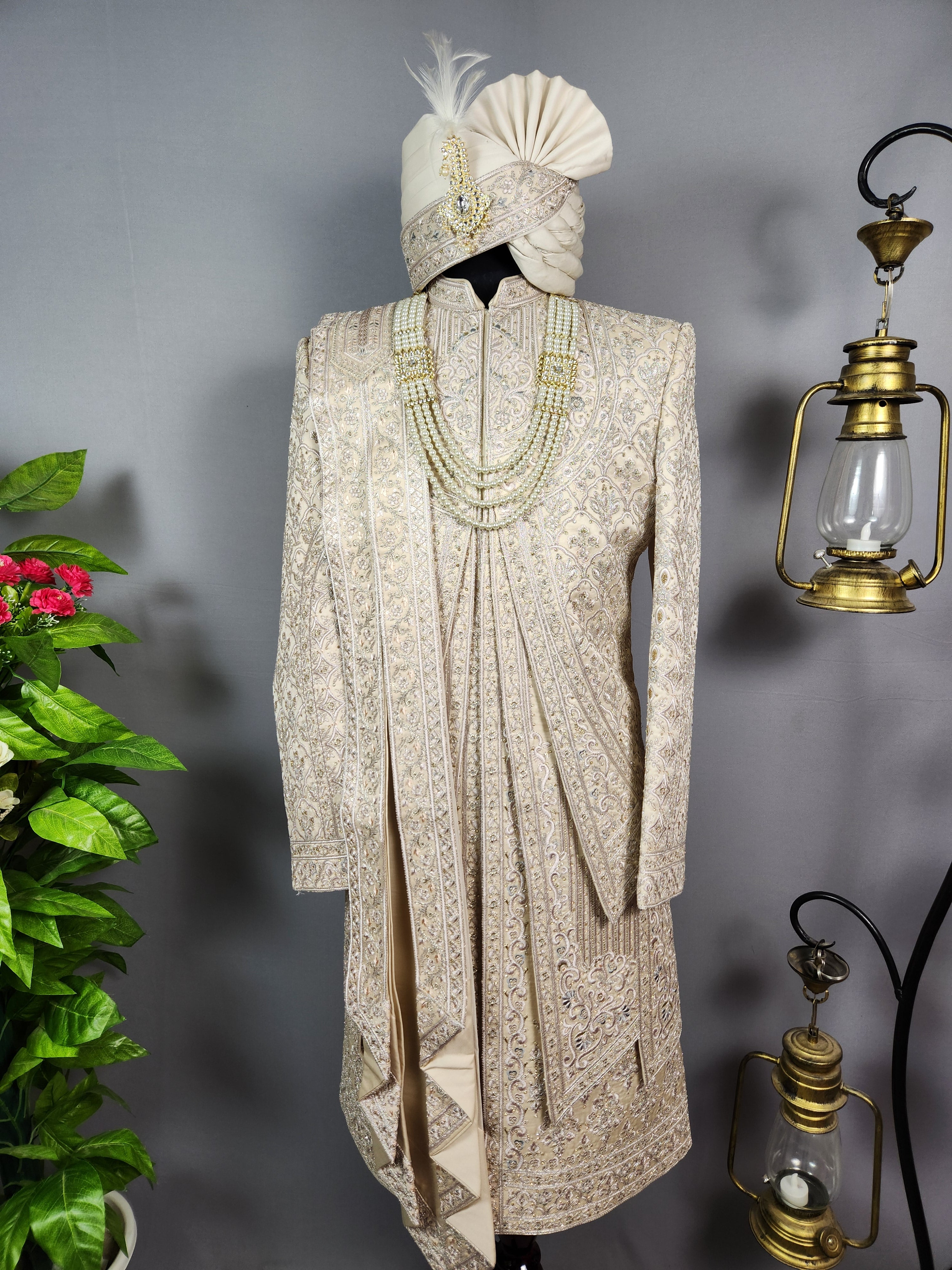 Rose Gold Wedding Groom Sherwani - 3 layer | Sherwani For Men