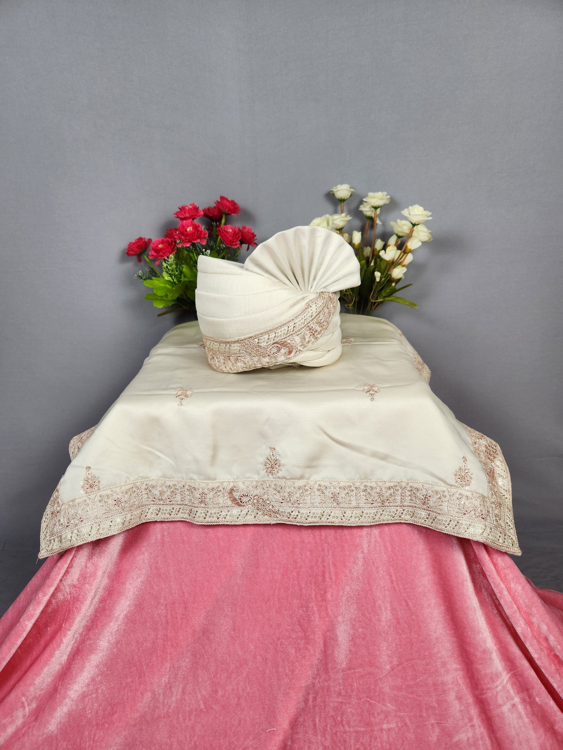 Rose Gold Groom Turban Shawl Set