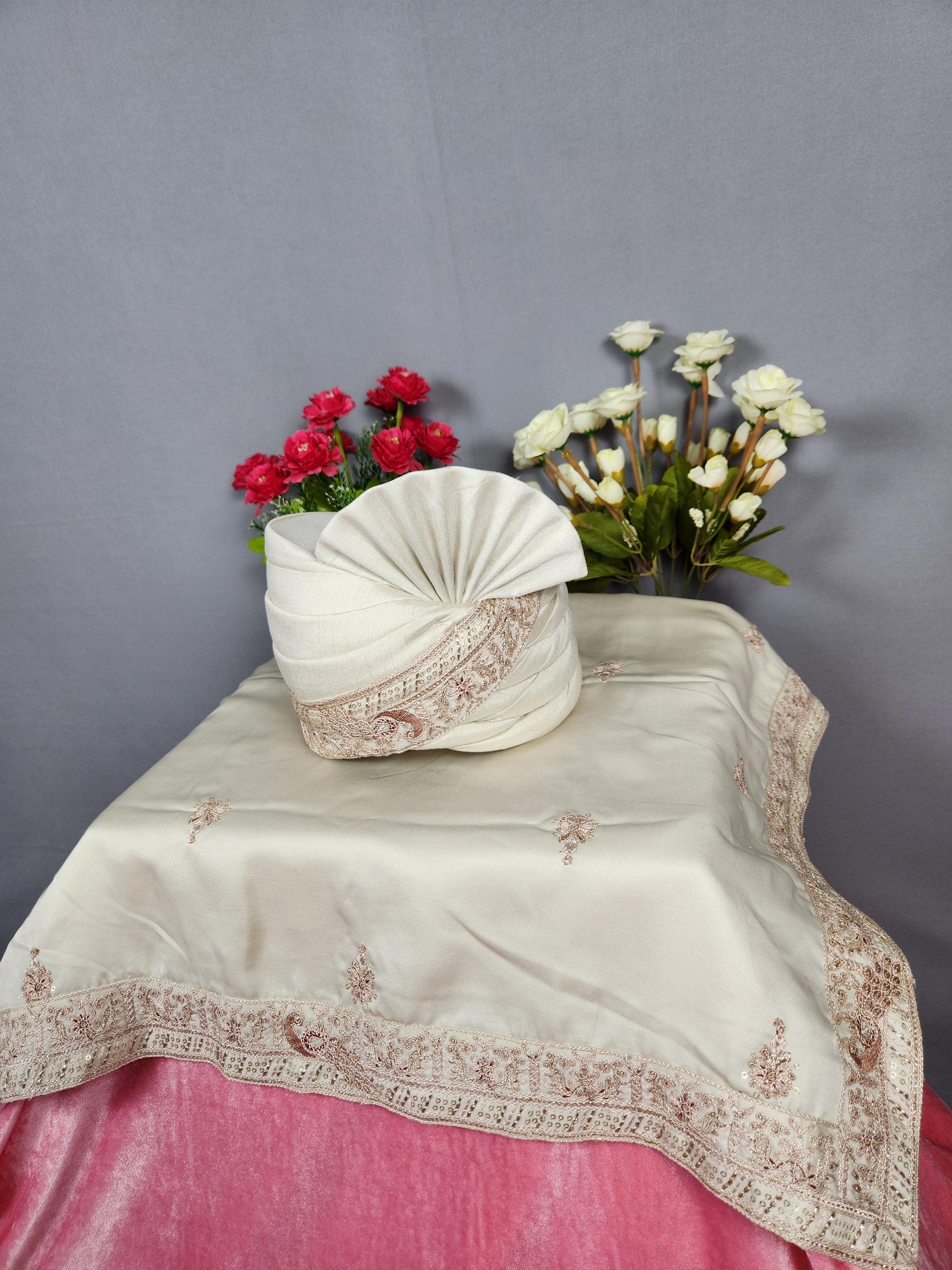 Rose Gold Groom Turban Shawl Set