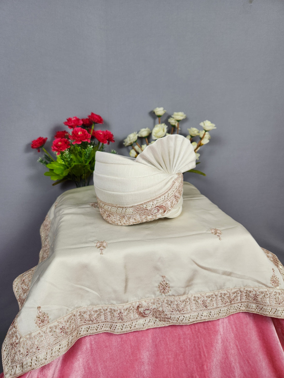 Rose Gold Groom Turban Shawl Set