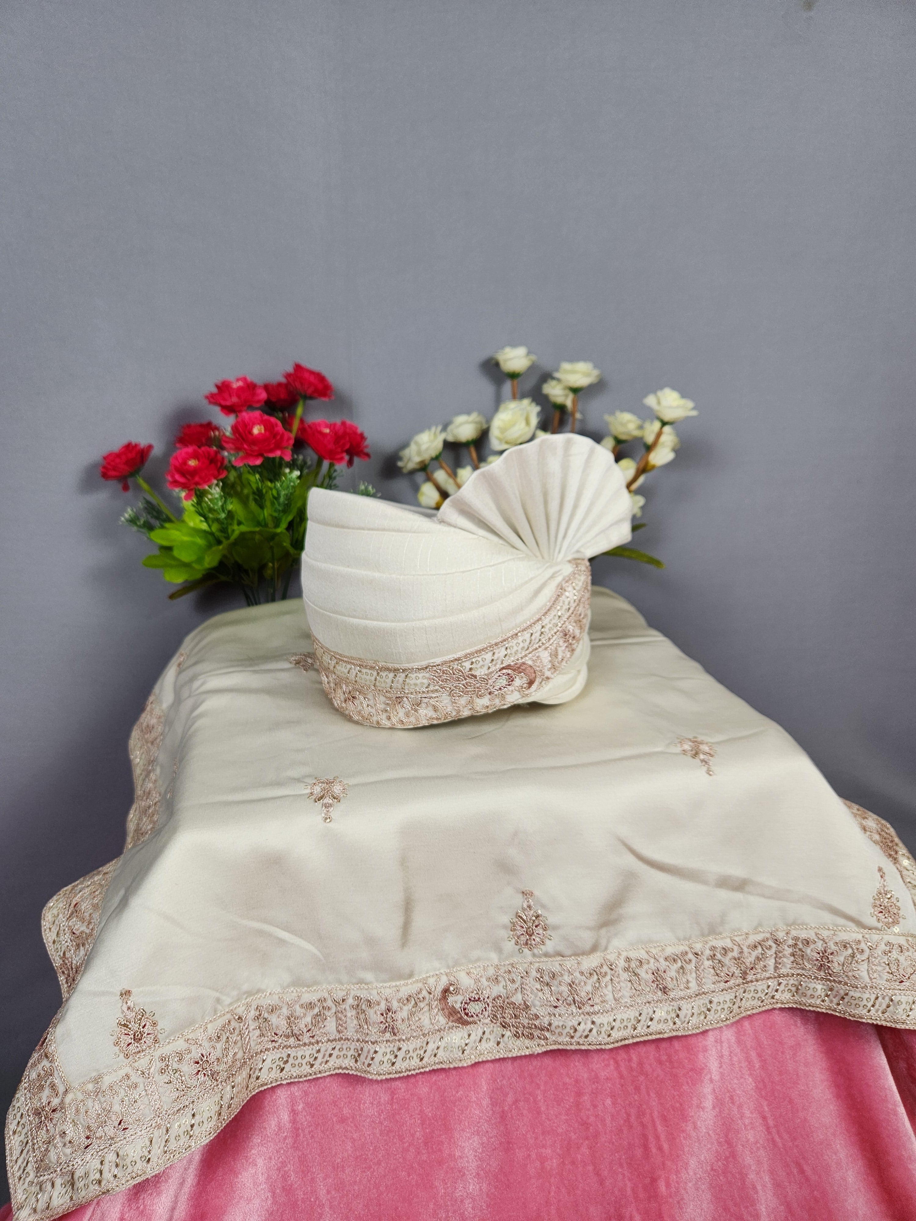 Rose Gold Groom Turban Shawl Set