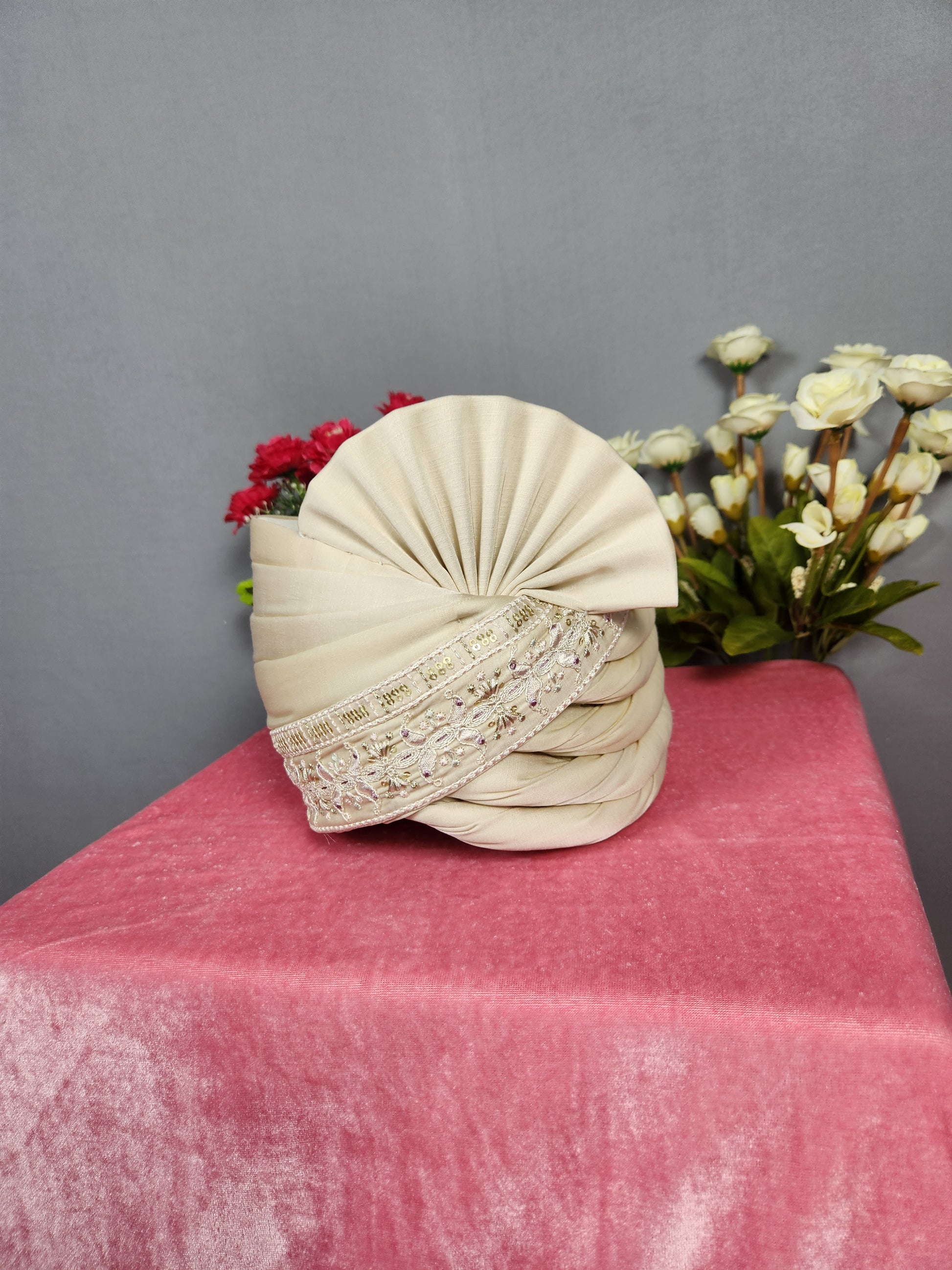 Rose Gold Groom Turban Shawl Set