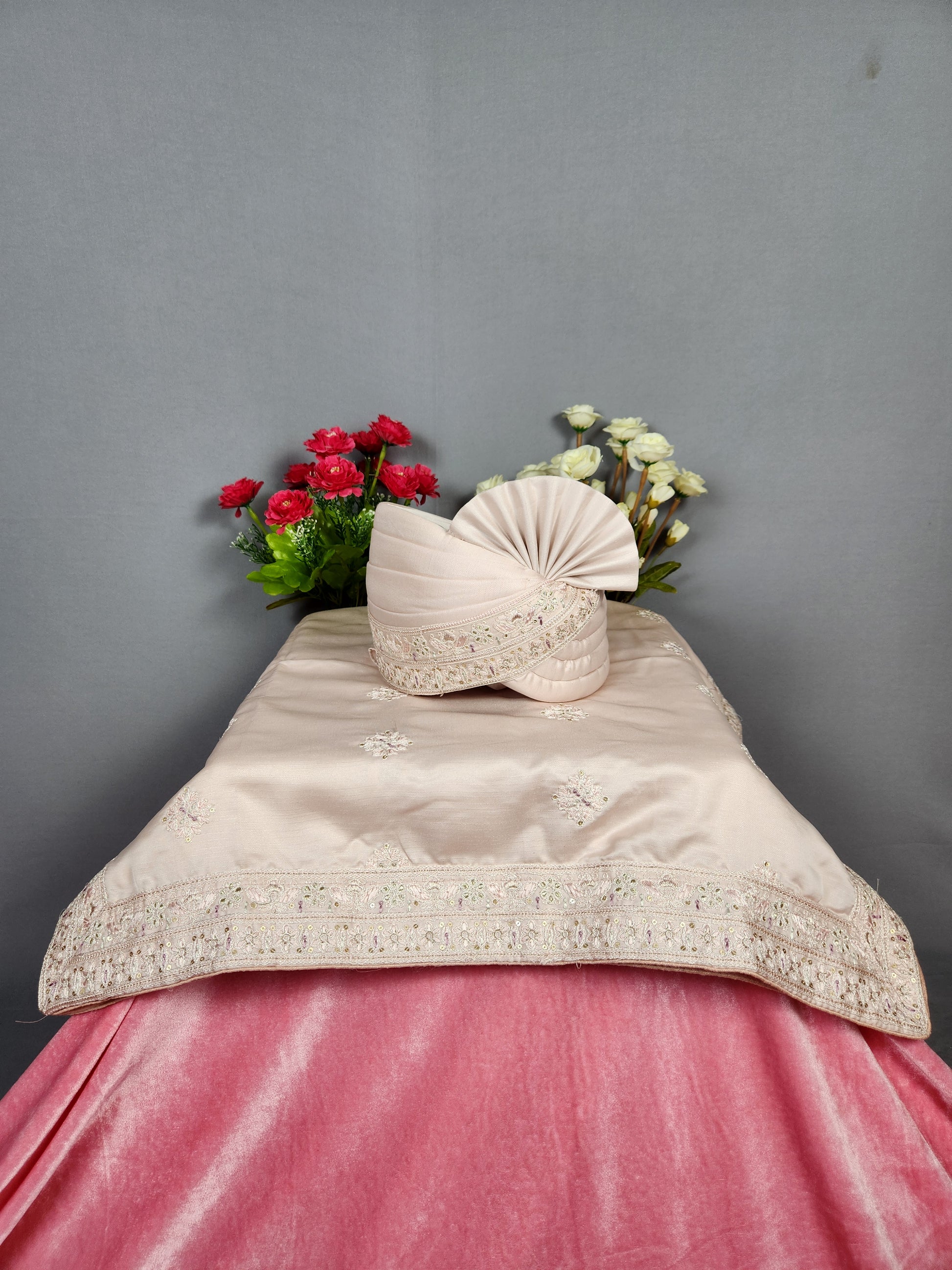Rose Gold Groom Turban Shawl Set