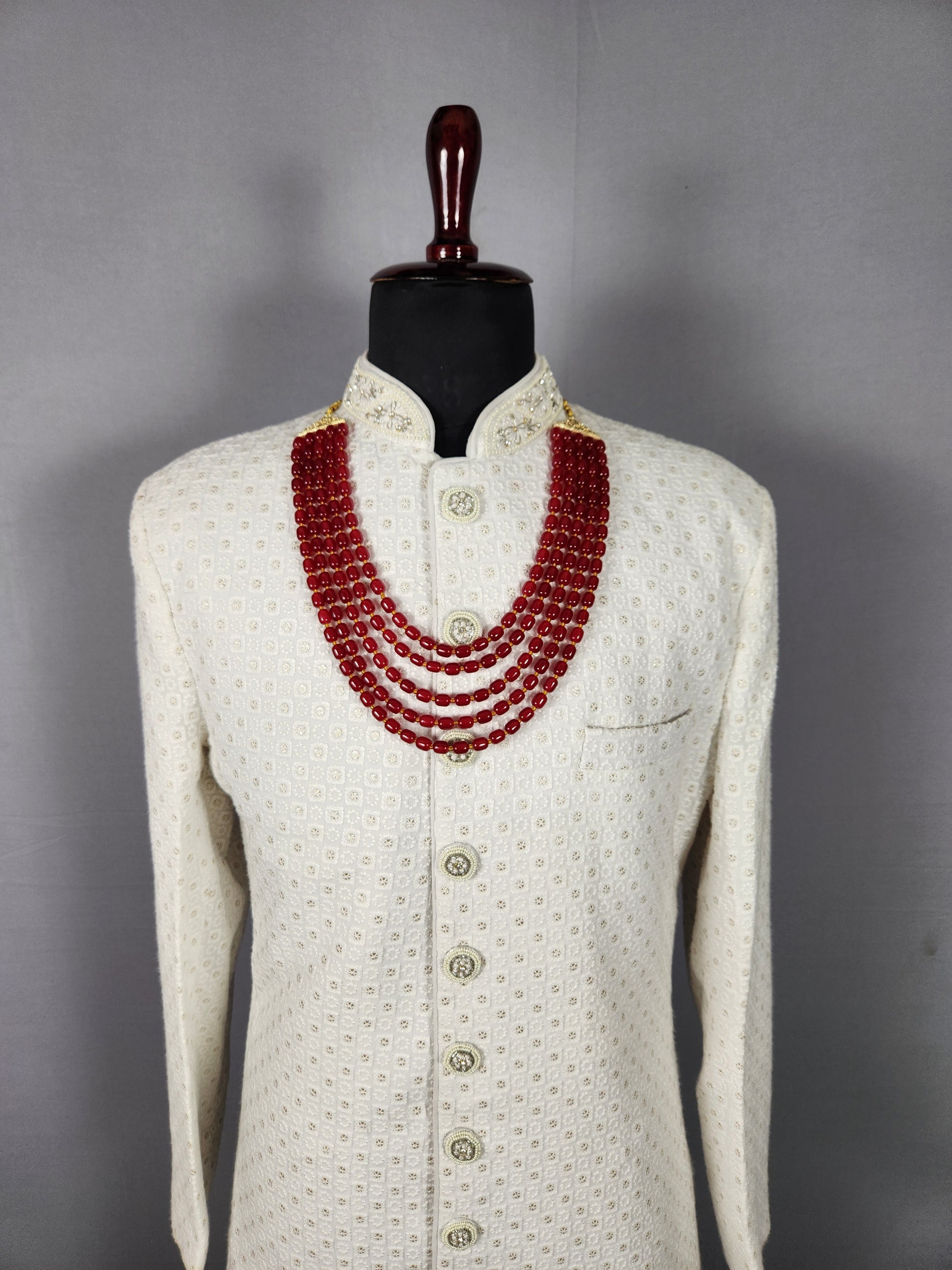 Ruby Red Necklace for Groom