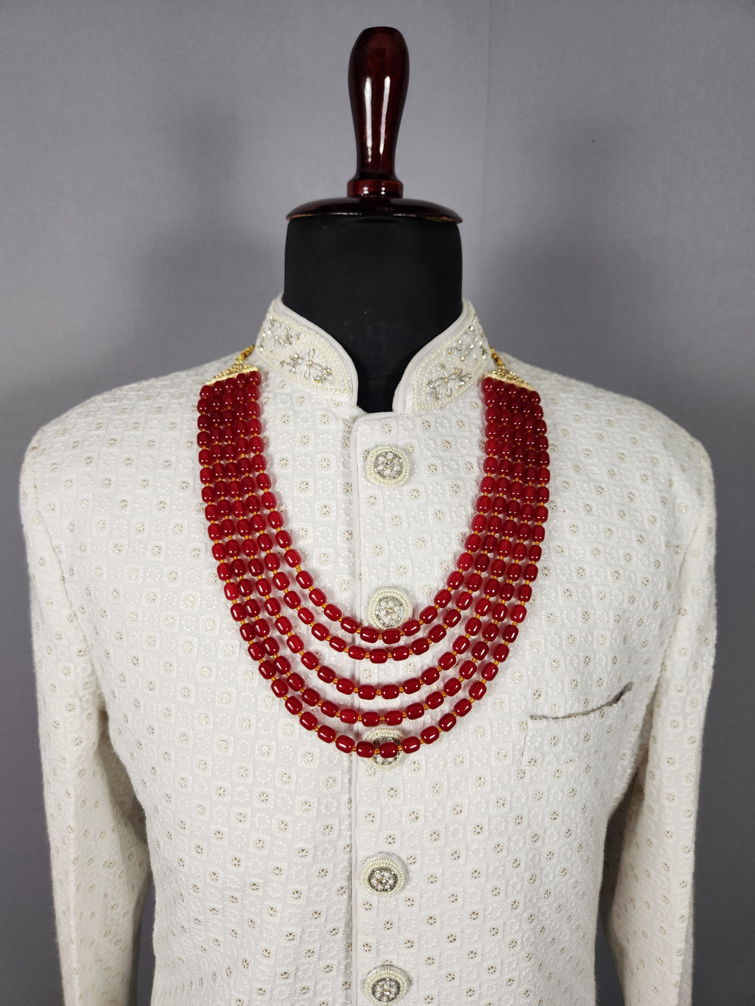 Ruby Red Necklace for Groom