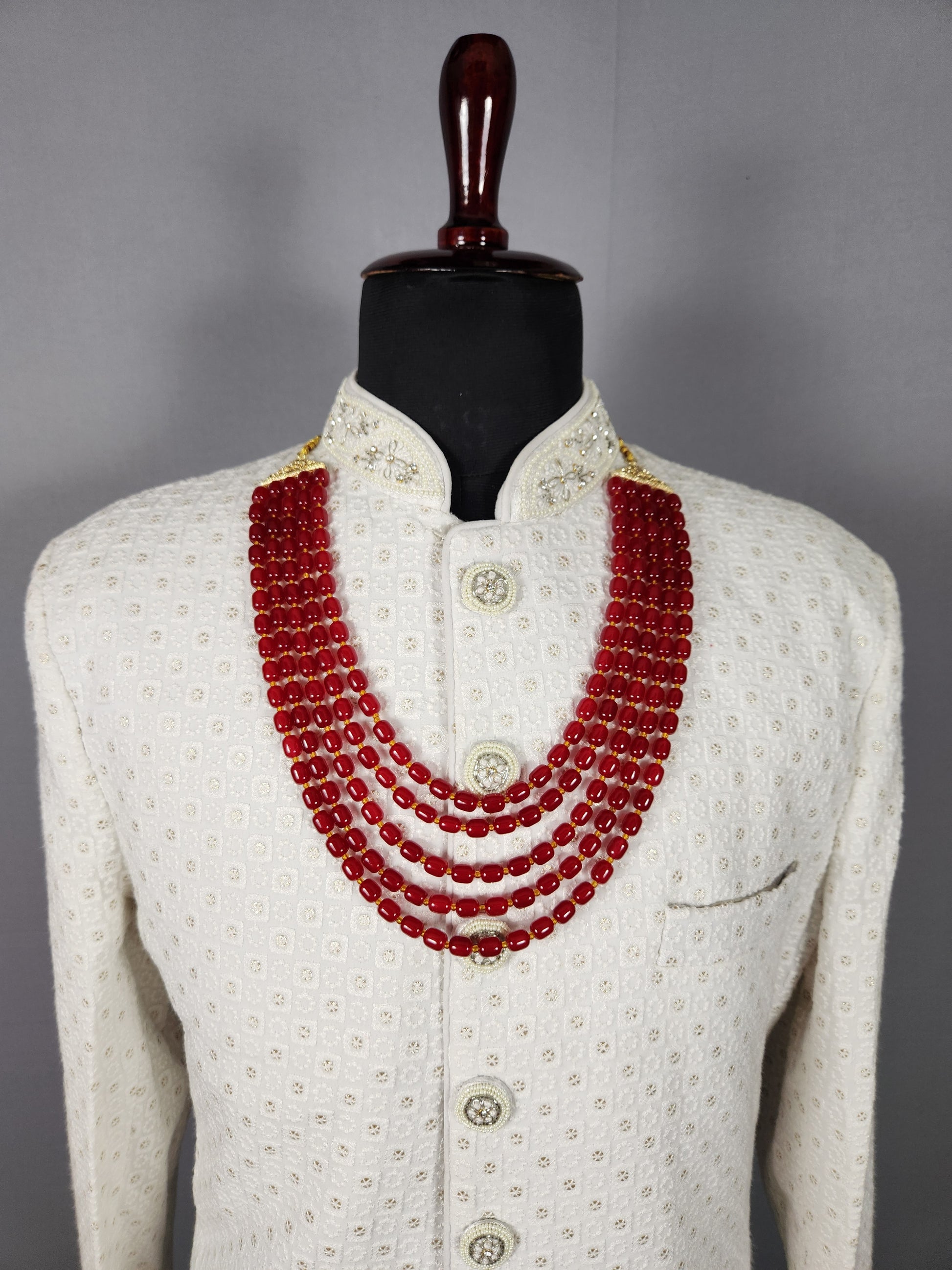 Ruby Red Necklace for Groom
