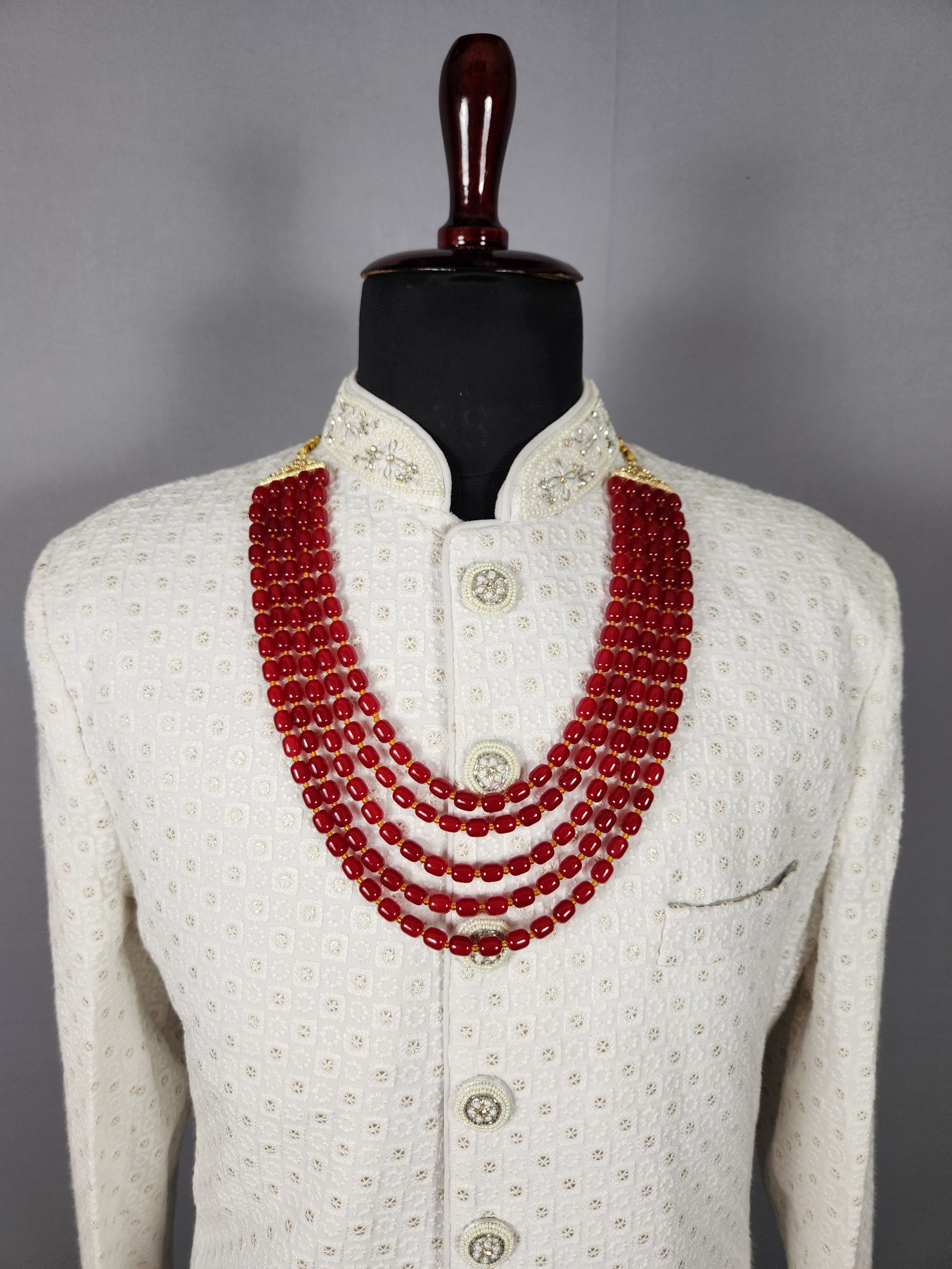 Ruby Red Necklace for Groom