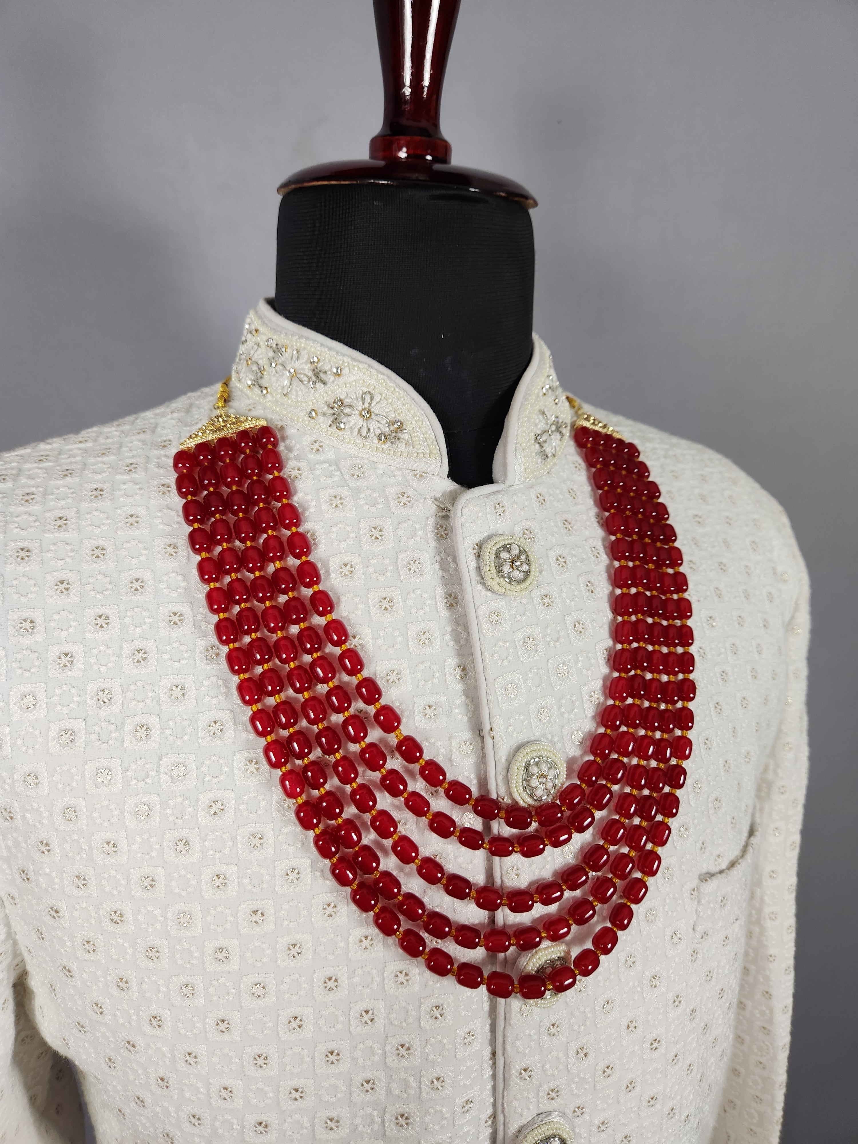 Ruby Red Necklace for Groom