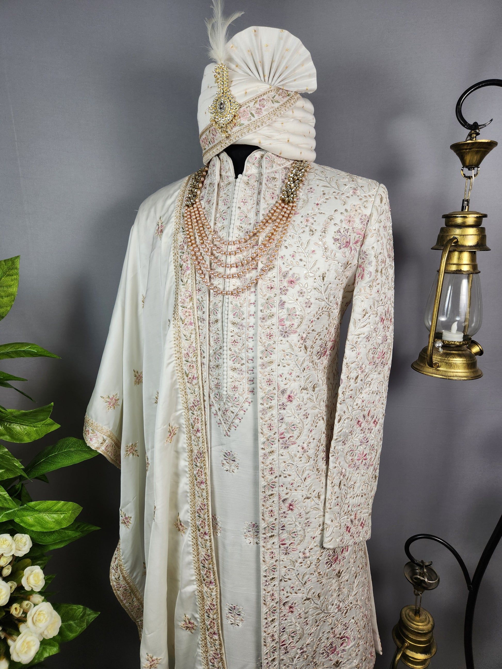White Sherwani for Groom  -   Indian Wedding Outfit for Men