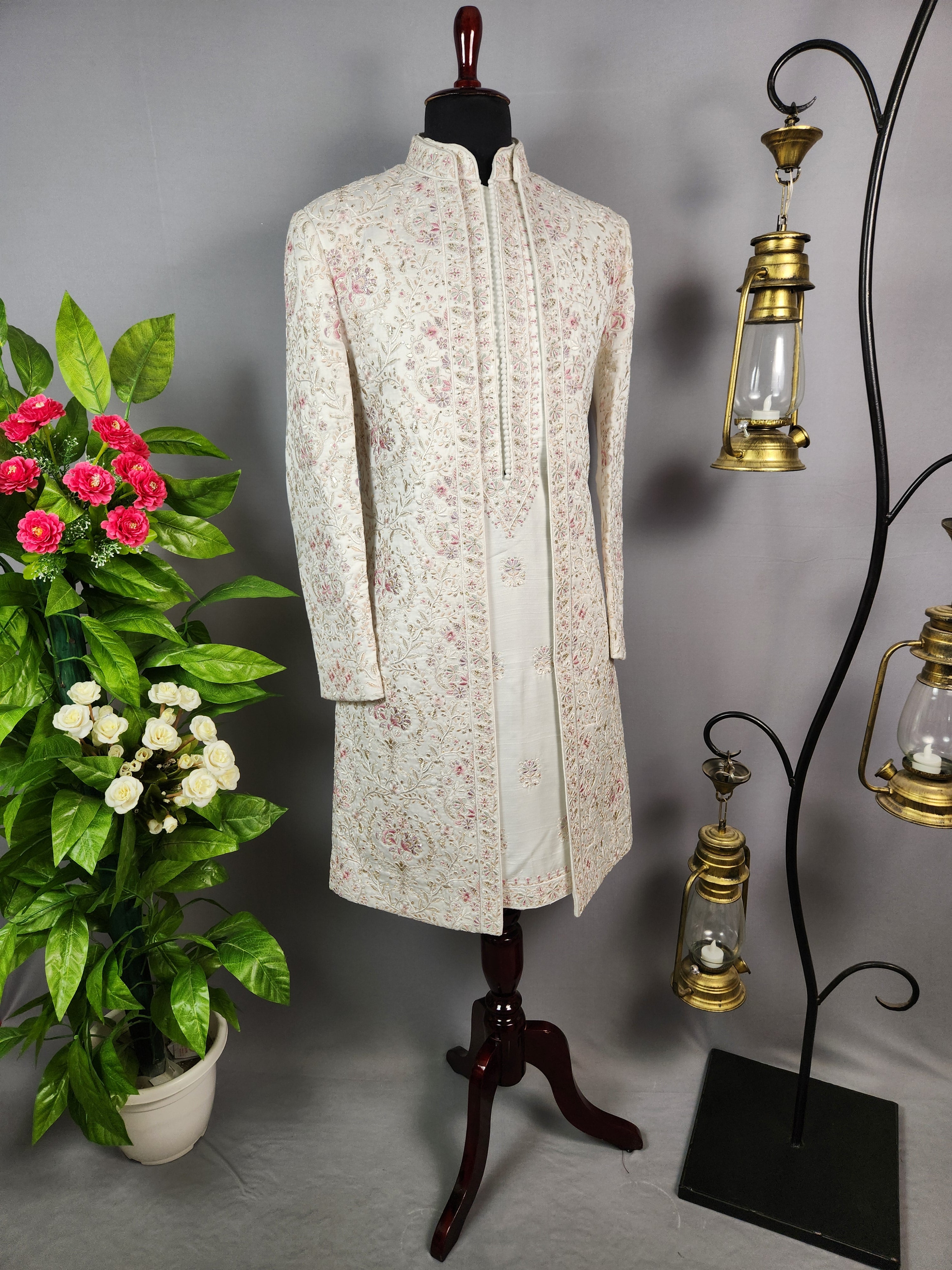 White Sherwani for Groom  -   Indian Wedding Outfit for Men