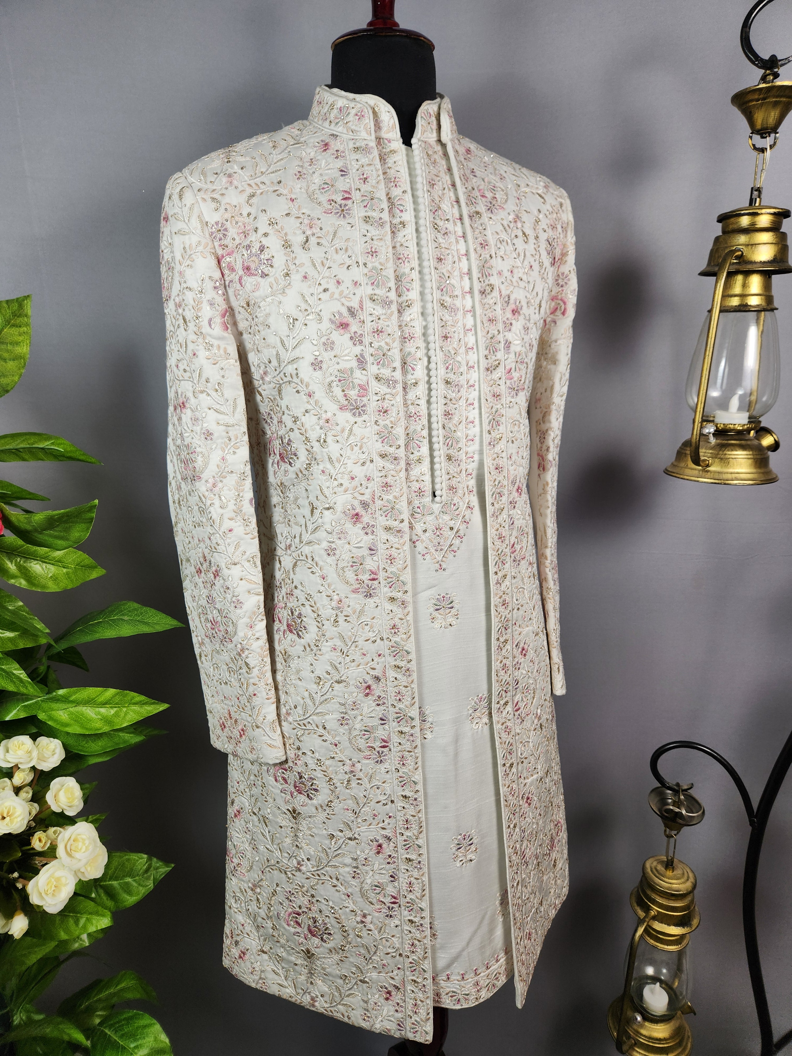 White Sherwani for Groom  -   Indian Wedding Outfit for Men