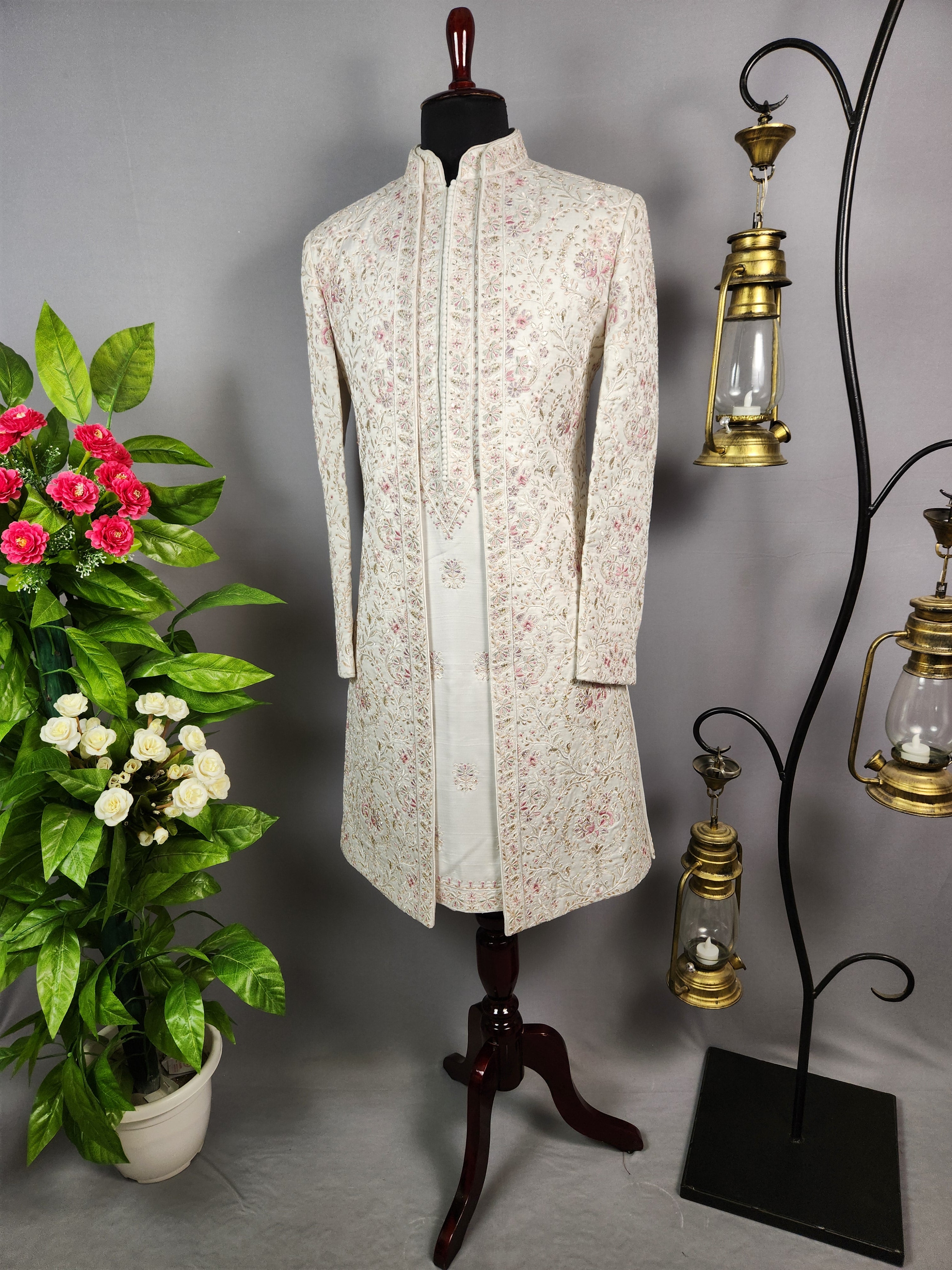 White Sherwani for Groom  -   Indian Wedding Outfit for Men