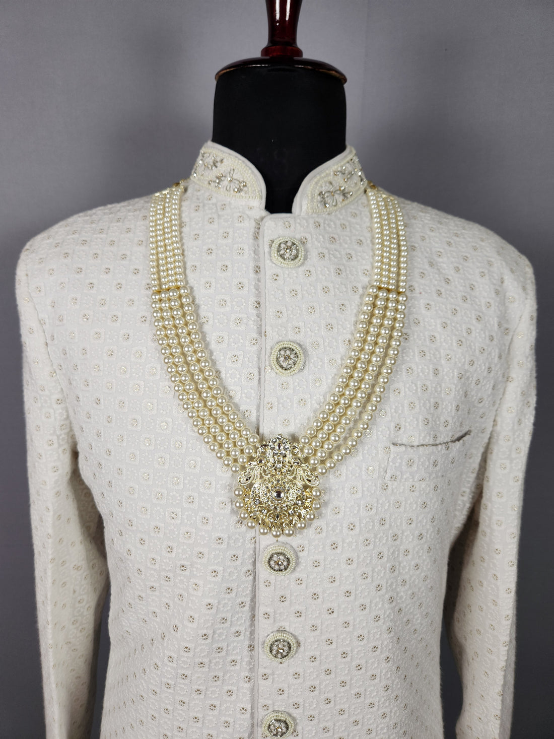 White Pearl Necklace Groom