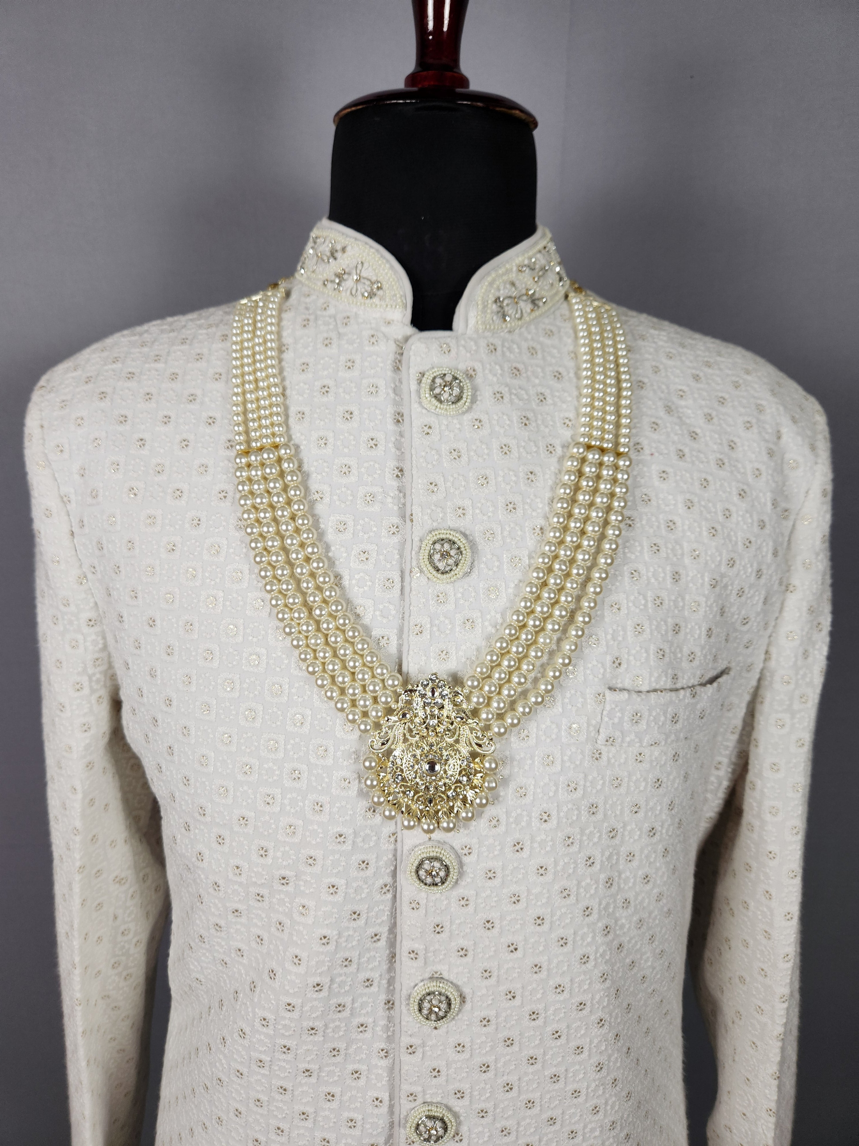 White Pearl Necklace Groom