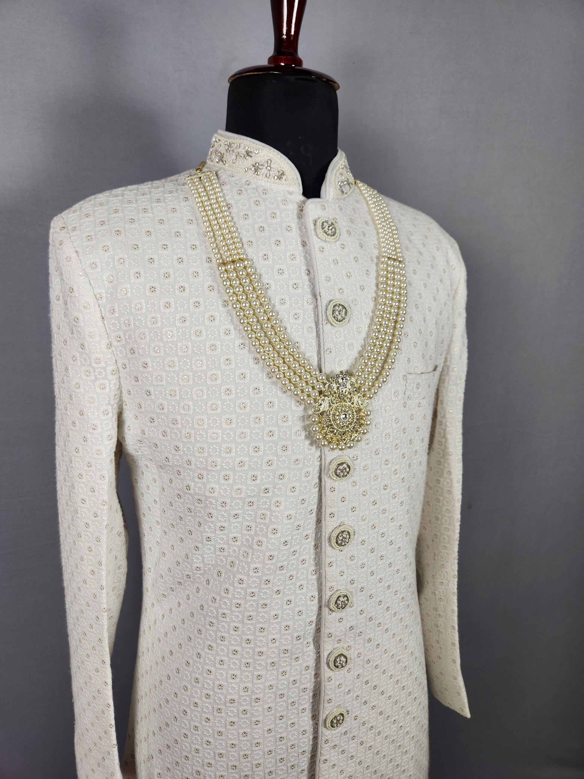 White Pearl Necklace Groom