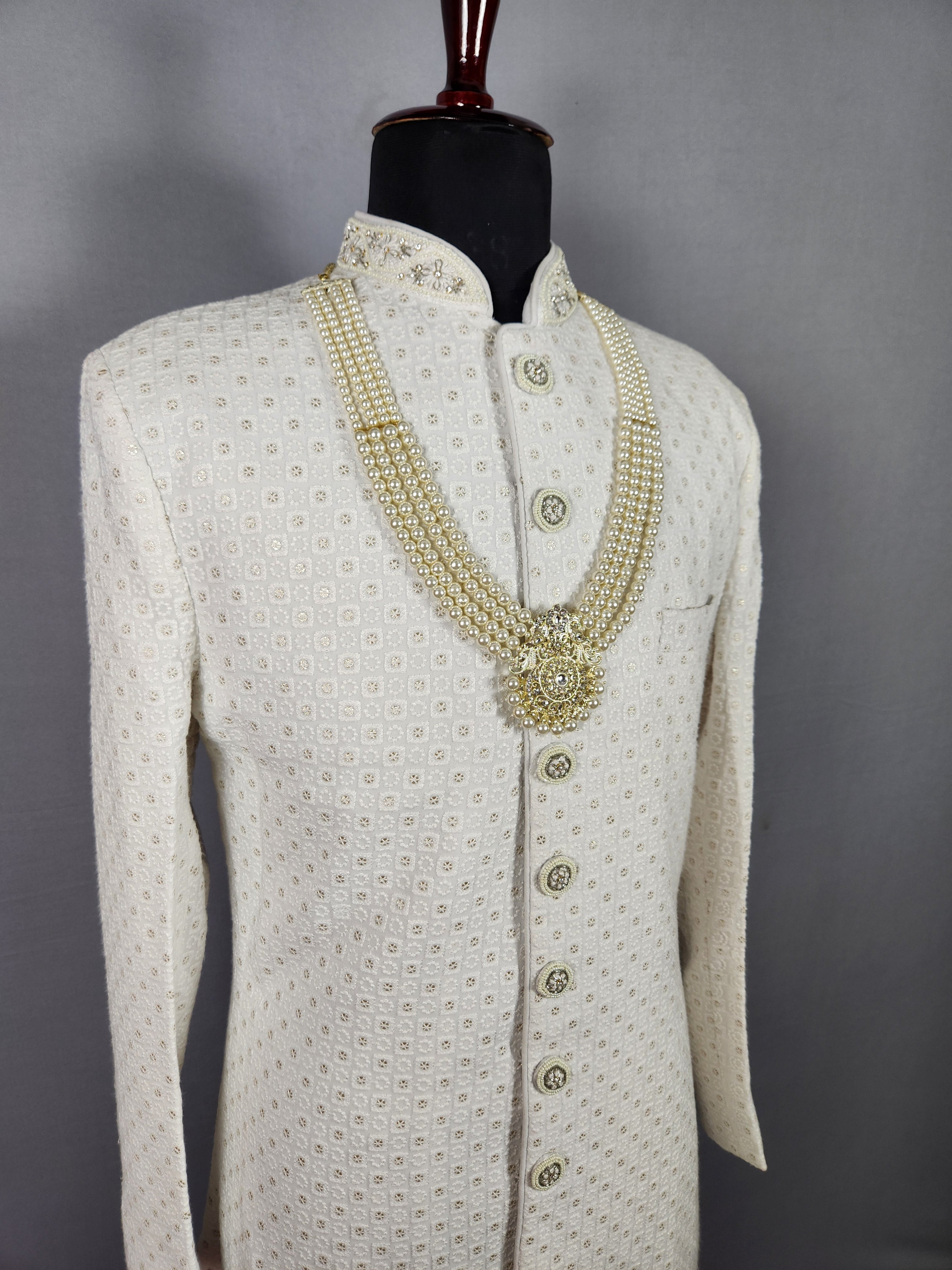 White Pearl Necklace Groom