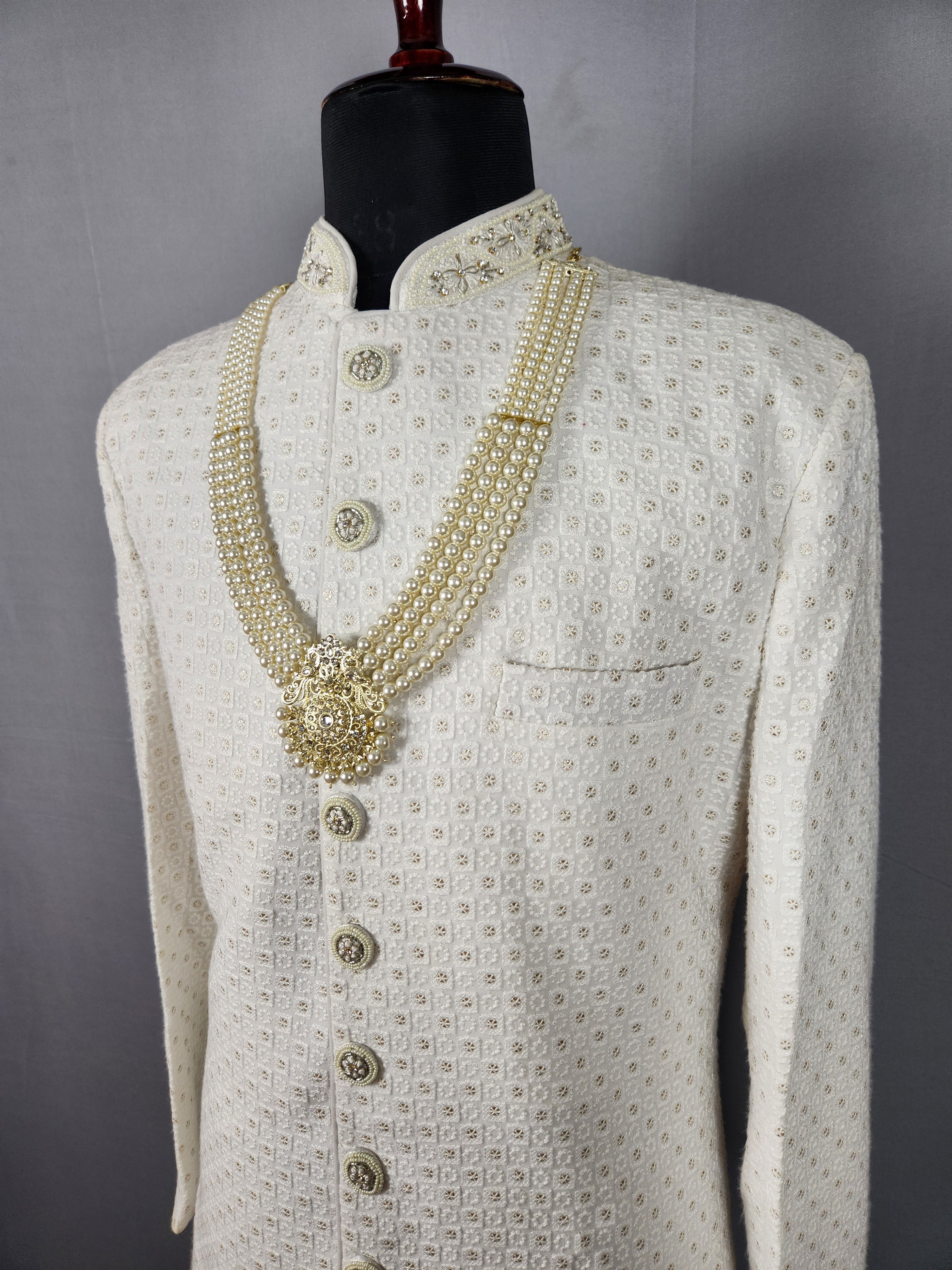 White Pearl Necklace Groom