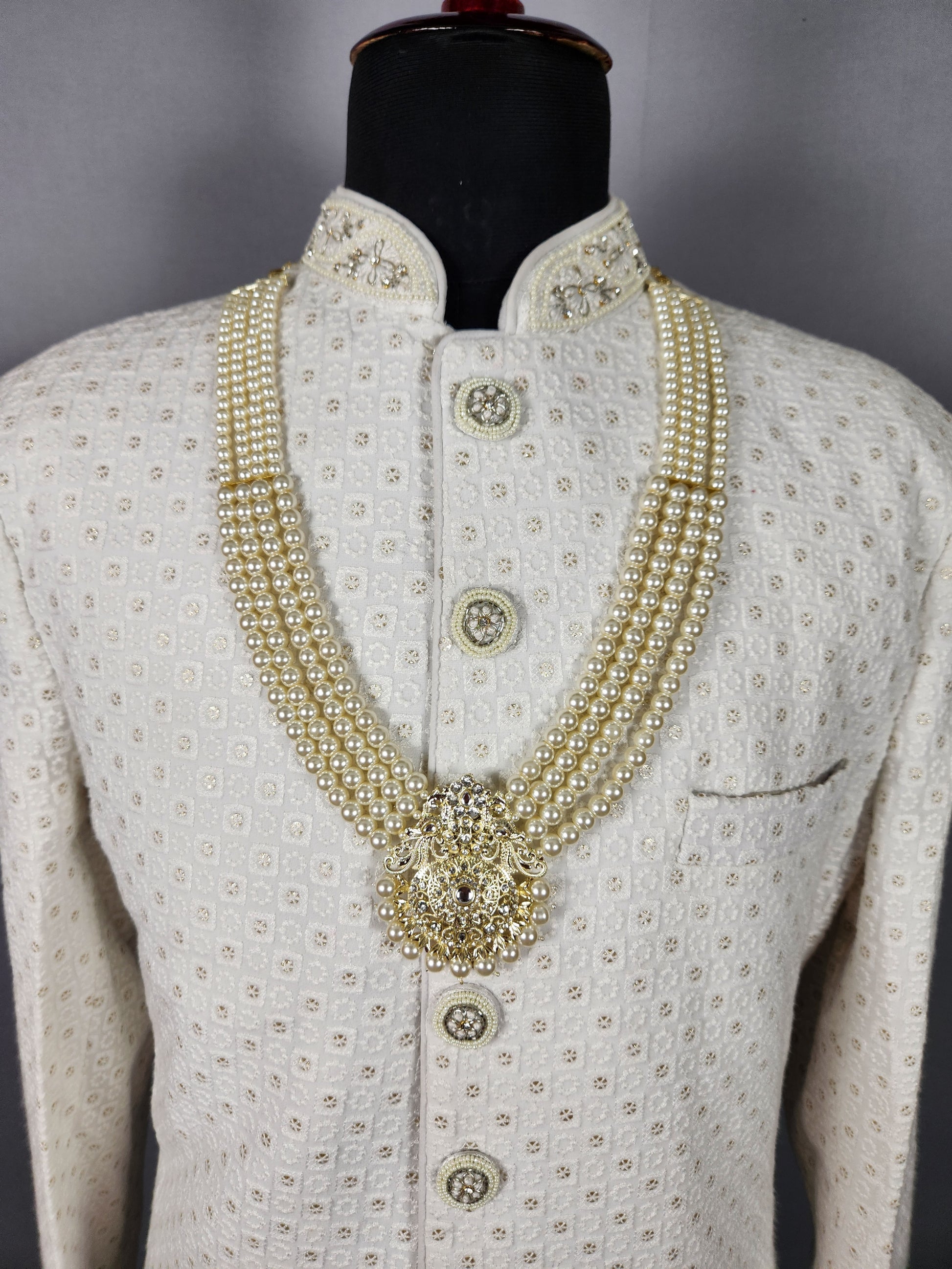 White Pearl Necklace Groom