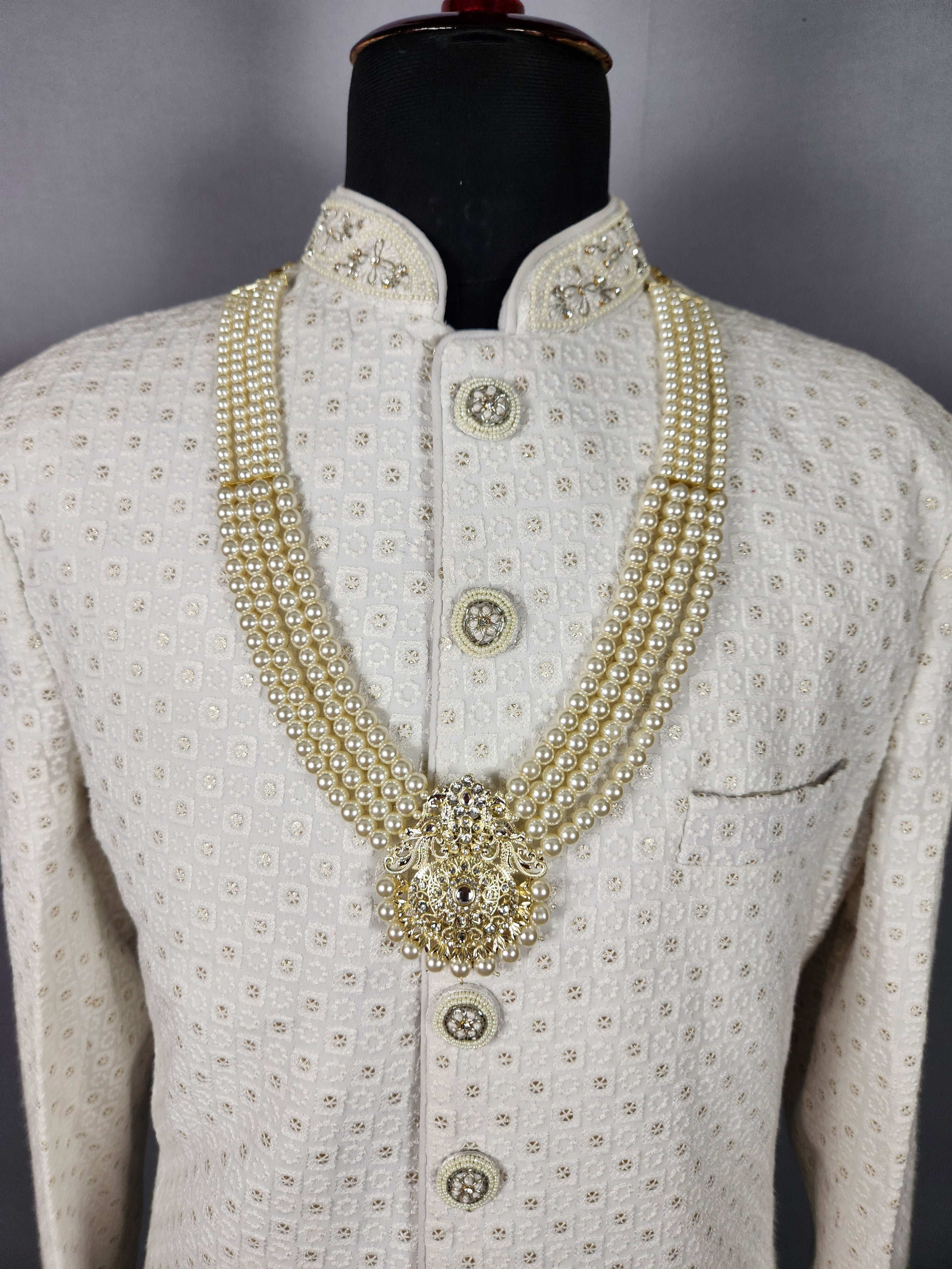 White Pearl Necklace Groom