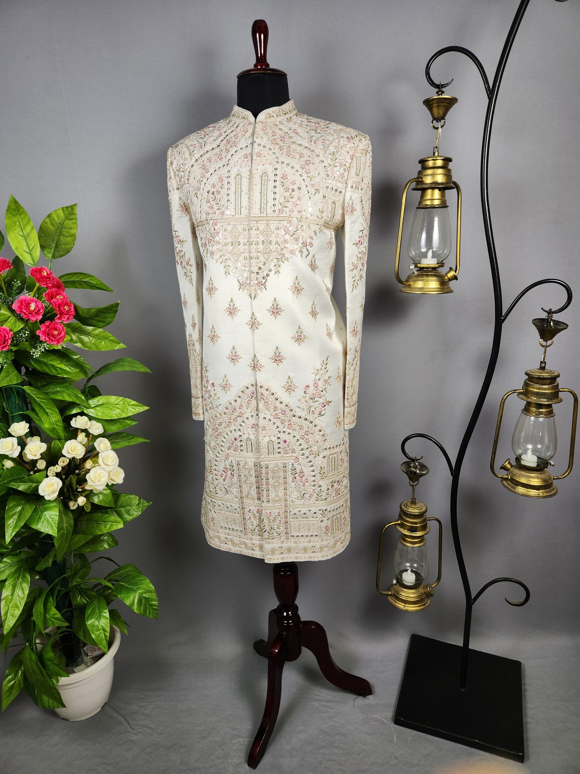 White Sherwani for Groom  -   Indian Wedding Outfit for Men