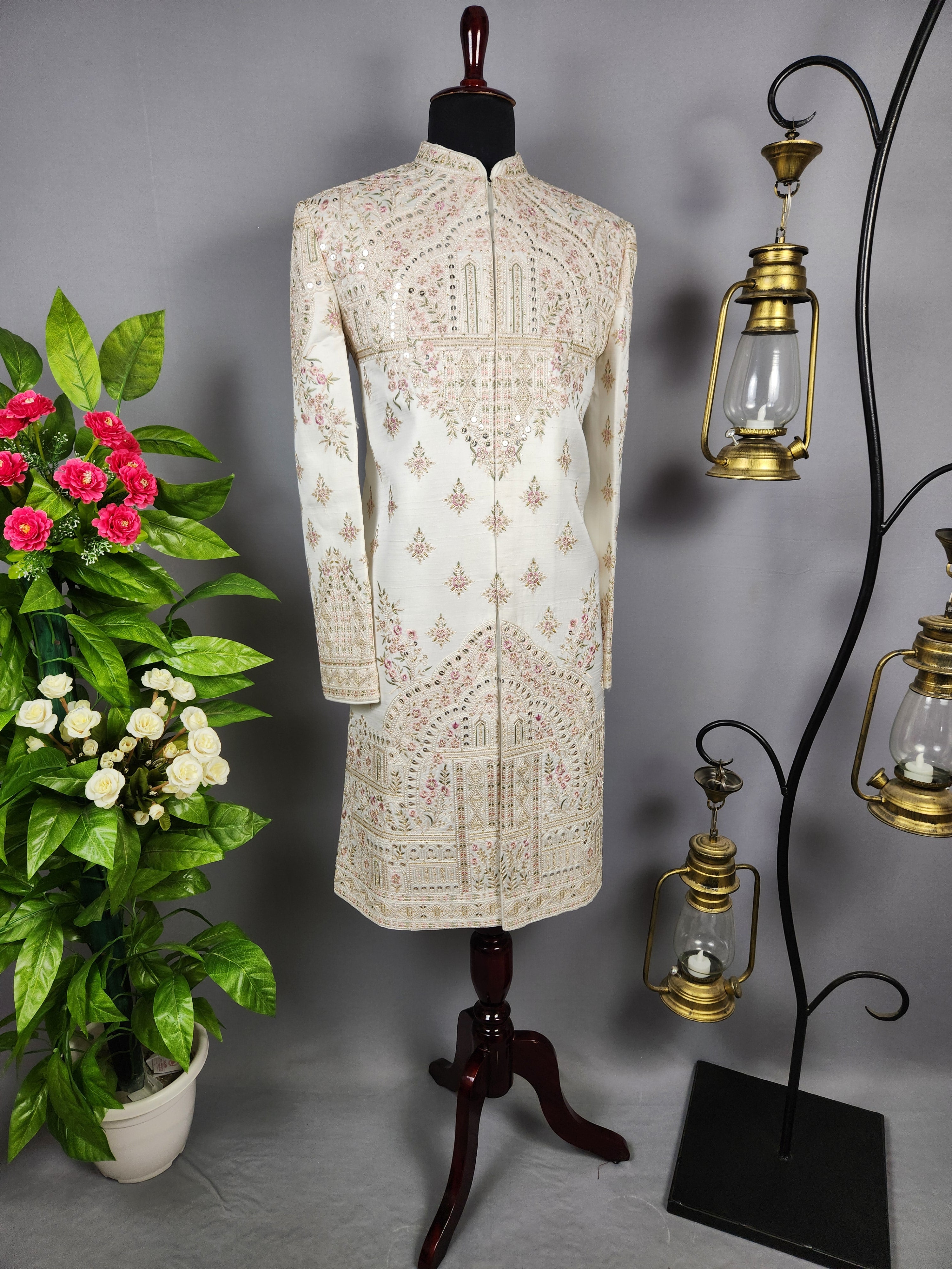 White Sherwani for Groom  -   Indian Wedding Outfit for Men