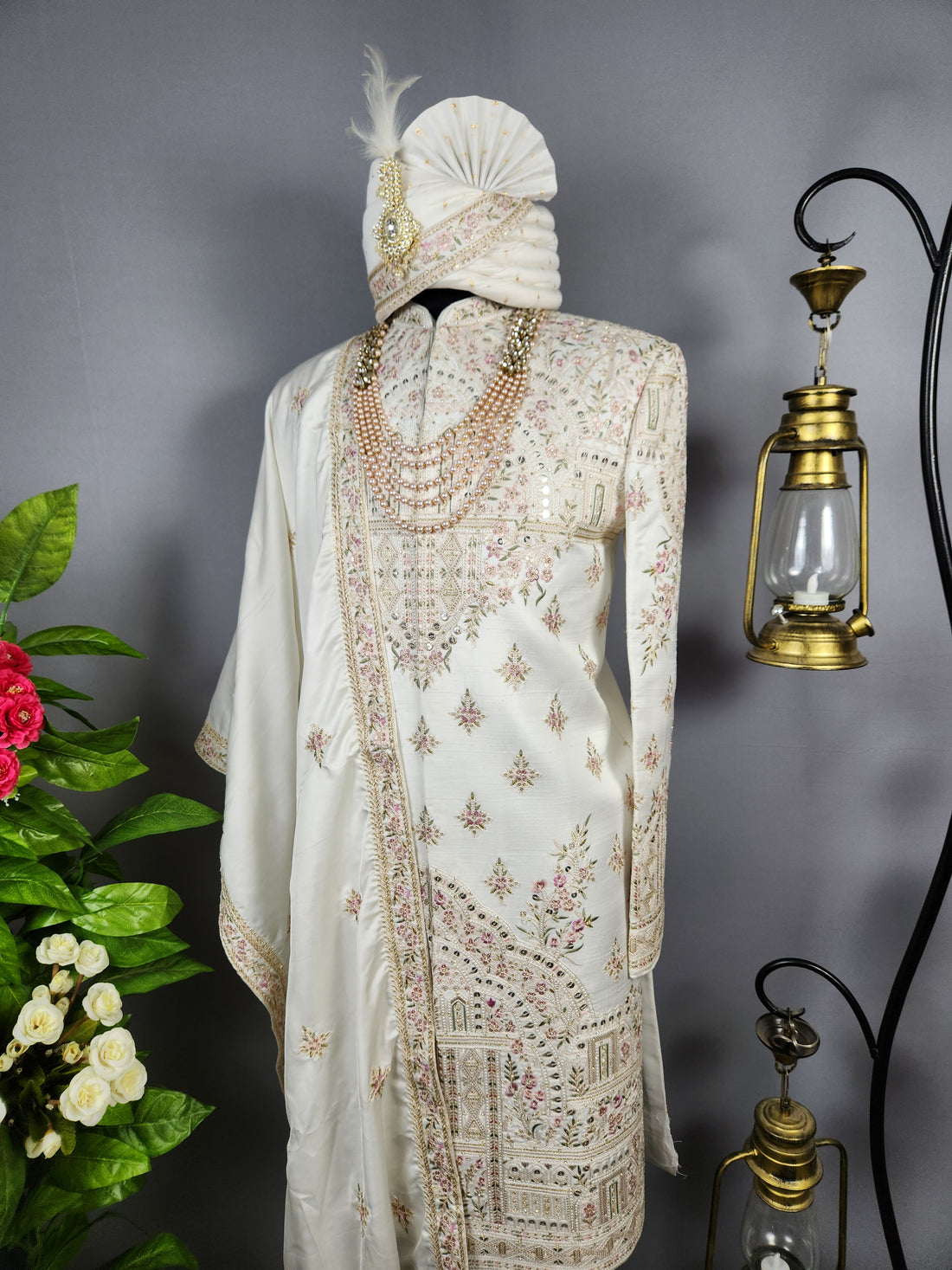 White Sherwani for Groom  -   Indian Wedding Outfit for Men