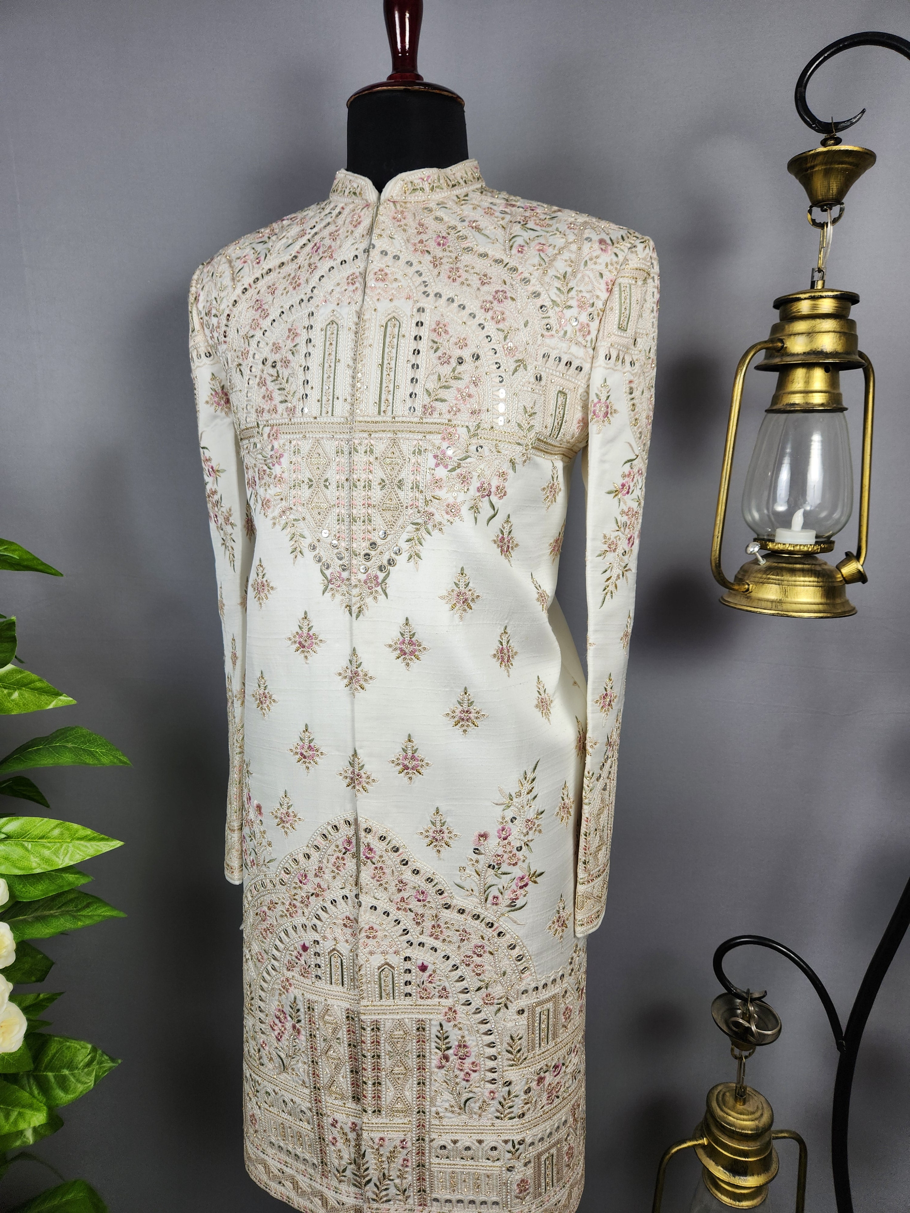 White Sherwani for Groom  -   Indian Wedding Outfit for Men