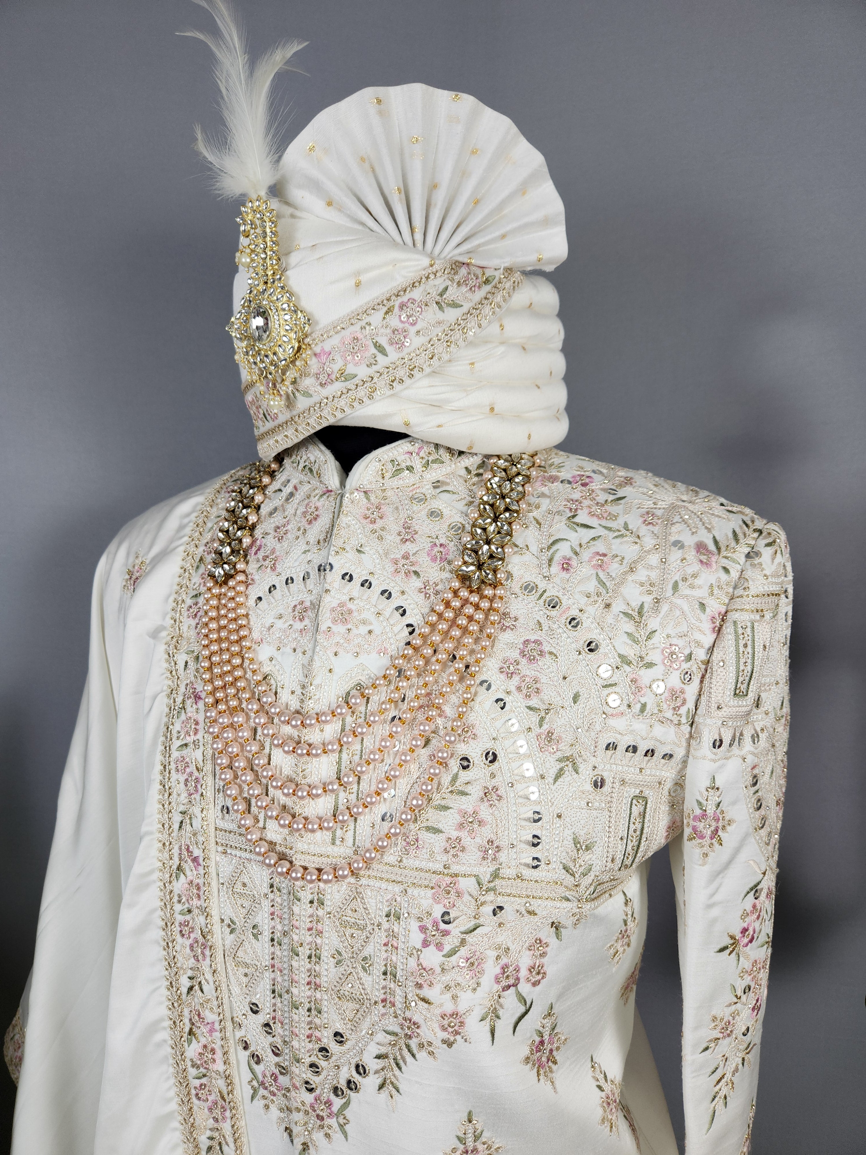 White Sherwani for Groom  -   Indian Wedding Outfit for Men