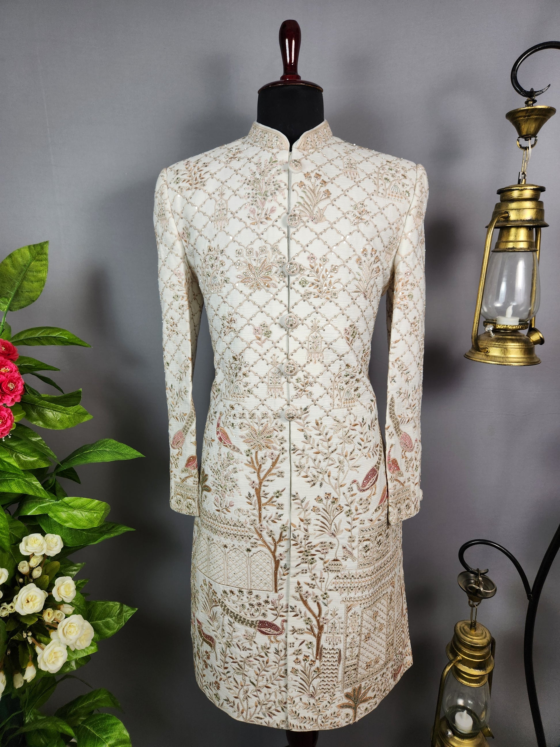 White Sherwani for Groom  -   Indian Wedding Outfit for Men