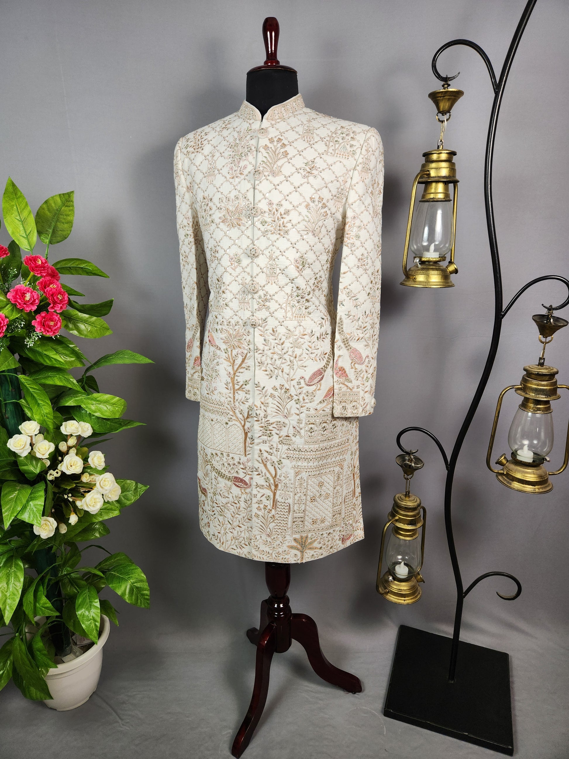 White Sherwani for Groom  -   Indian Wedding Outfit for Men