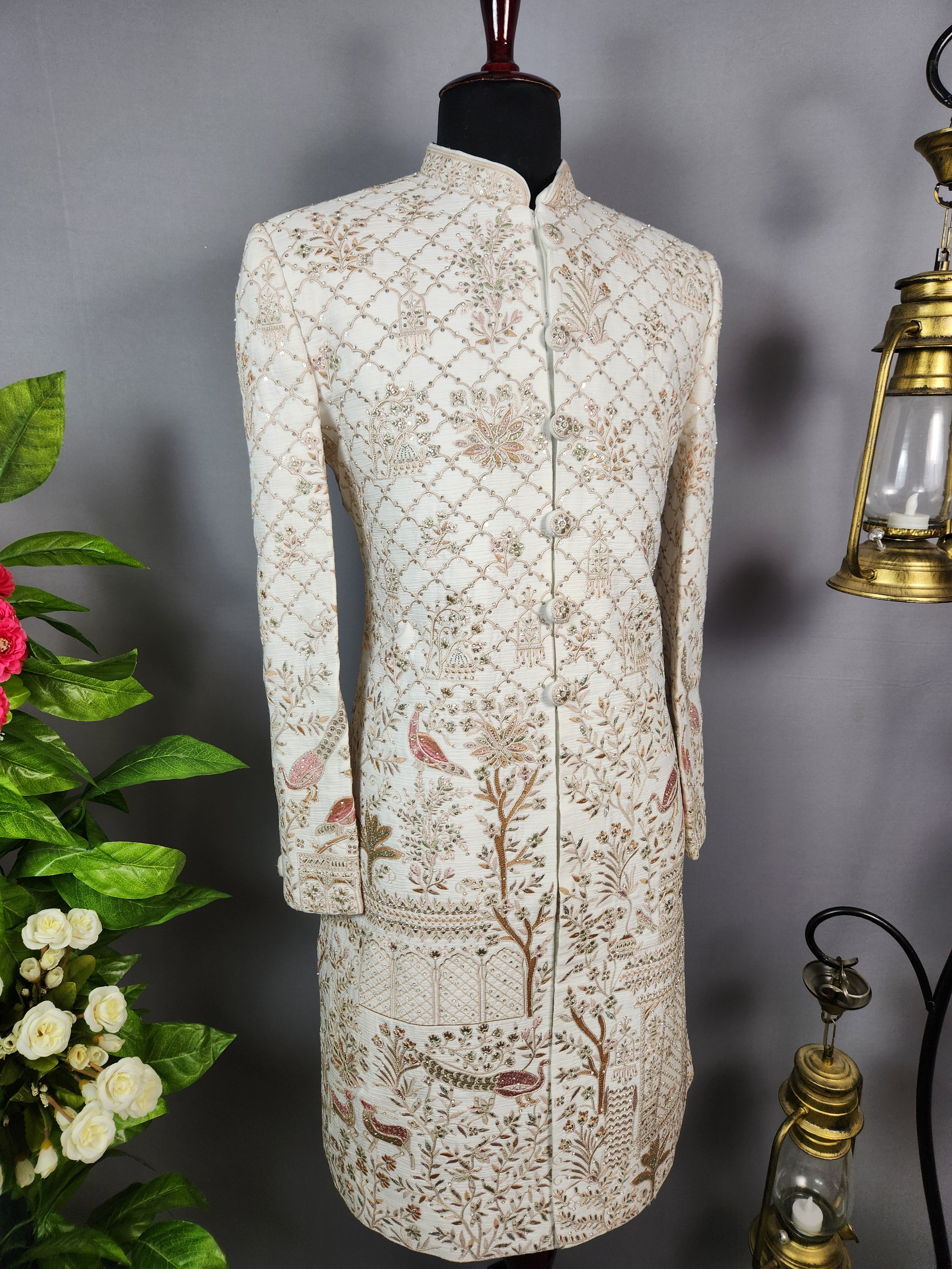 White Sherwani for Groom  -   Indian Wedding Outfit for Men