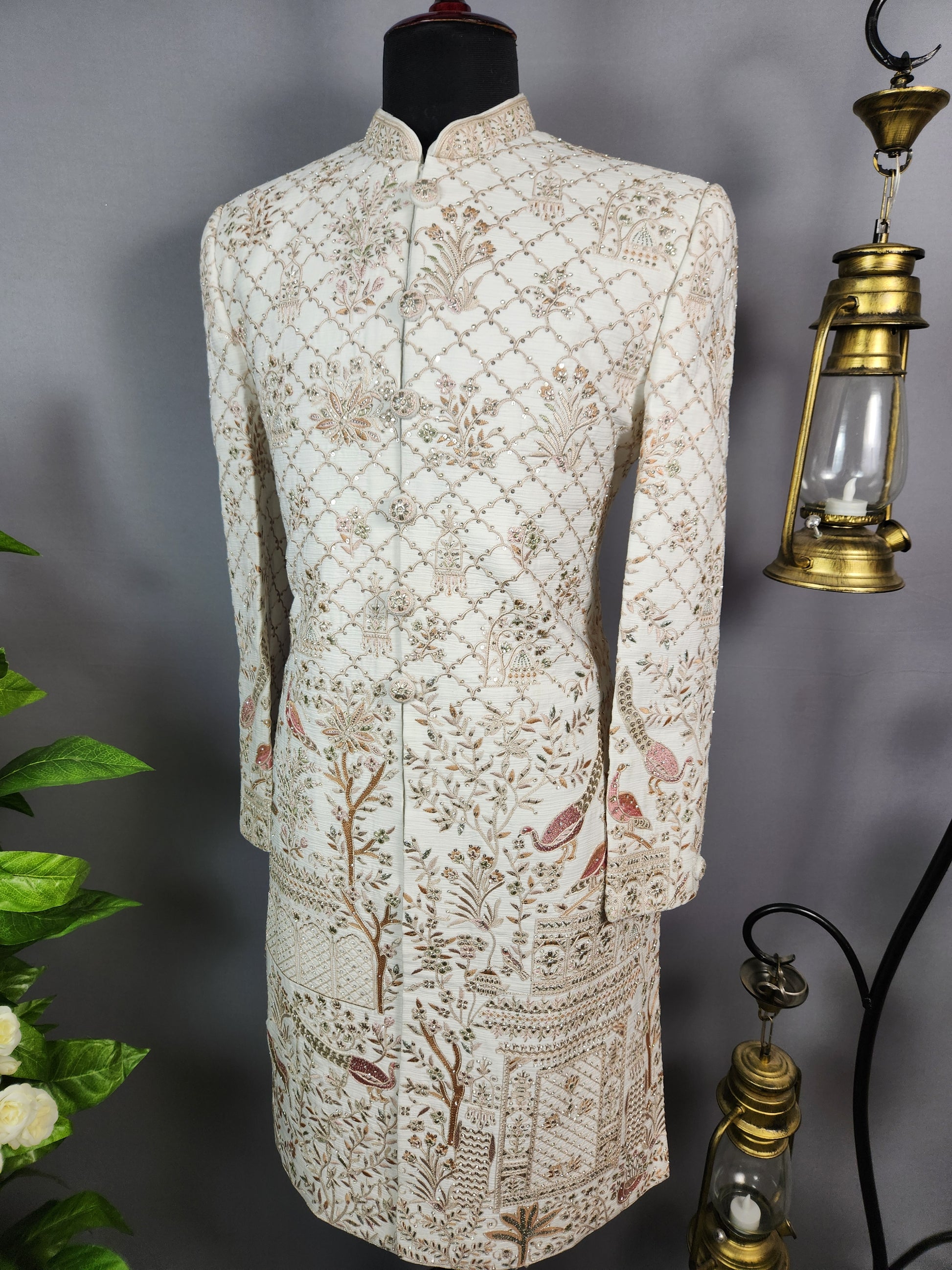 White Sherwani for Groom  -   Indian Wedding Outfit for Men