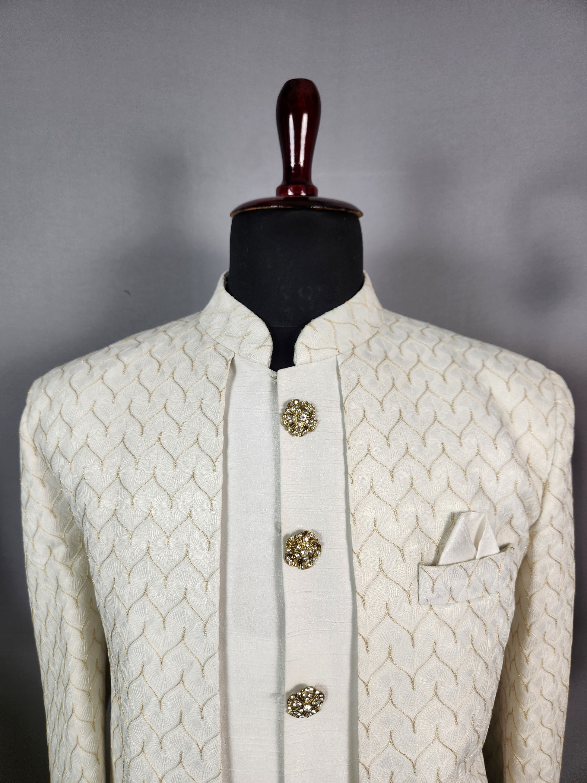 White Indo-Western Sherwani for Groom  -   Indian Wedding Outfit for Men