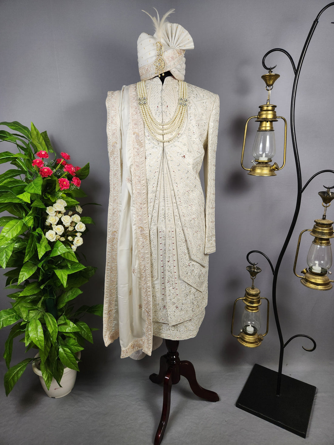 White Sherwani for Groom Layer Design -   Indian Wedding Outfit for Men