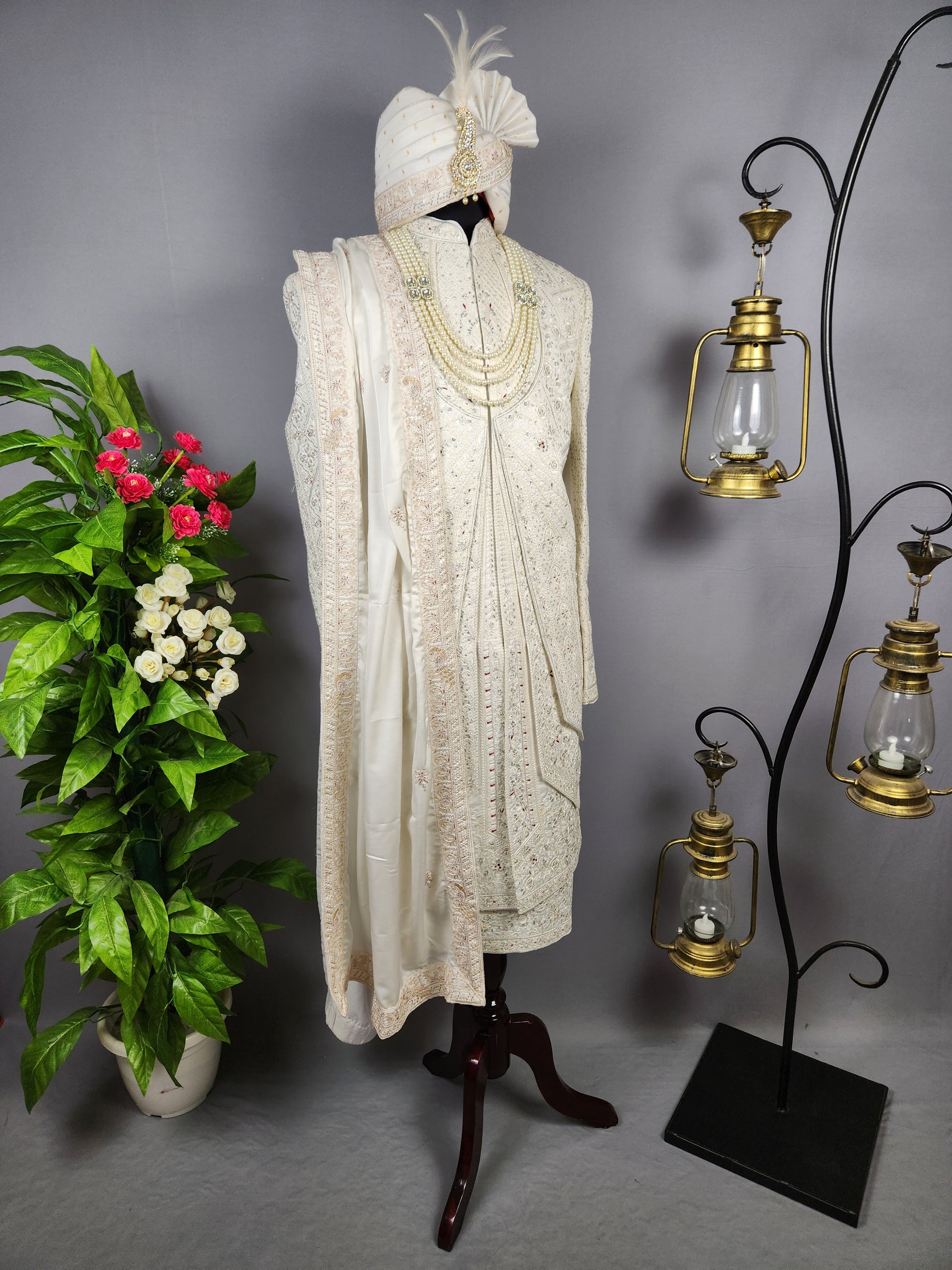 White Sherwani for Groom Layer Design -   Indian Wedding Outfit for Men