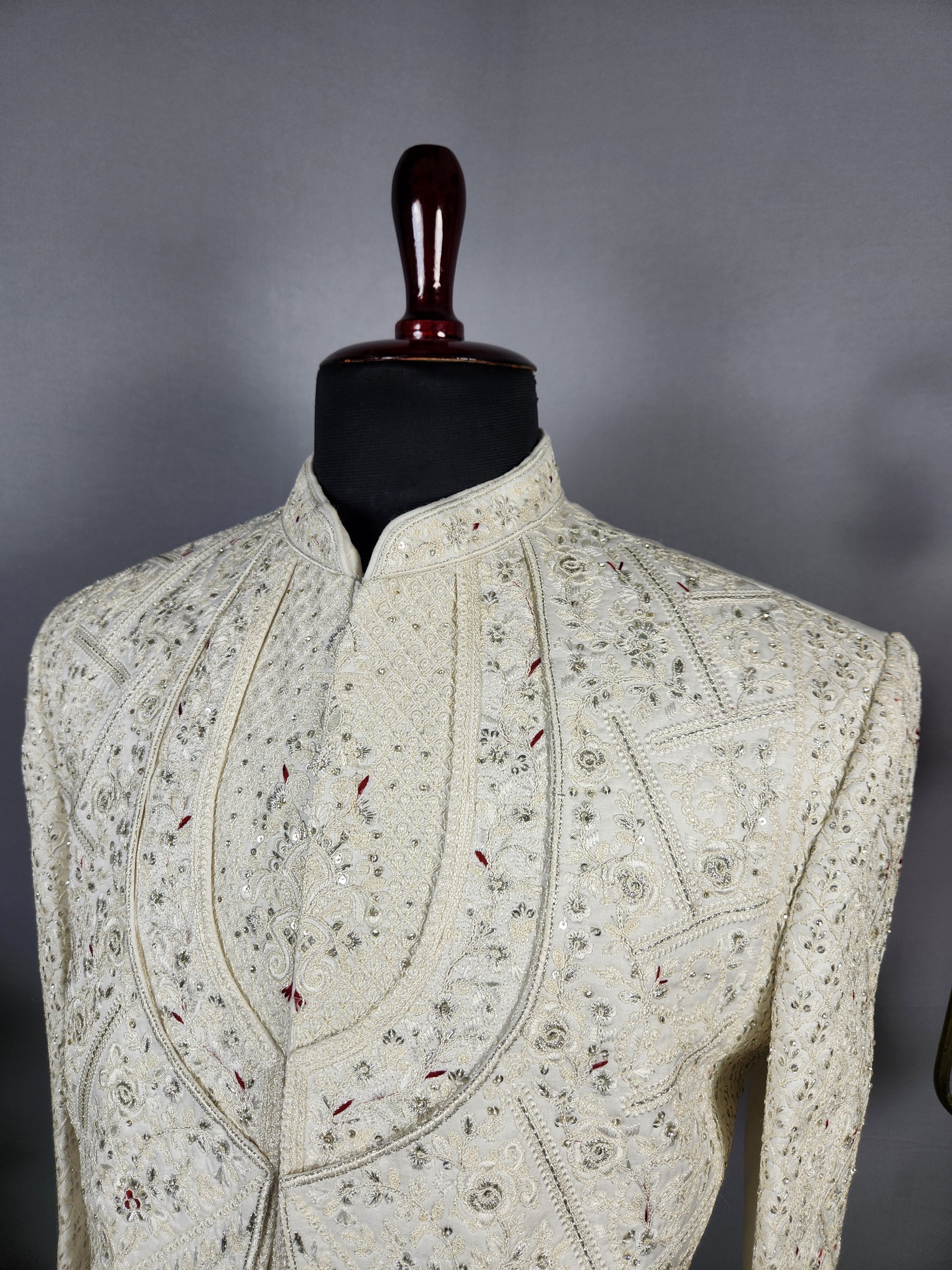 White Sherwani for Groom Layer Design -   Indian Wedding Outfit for Men