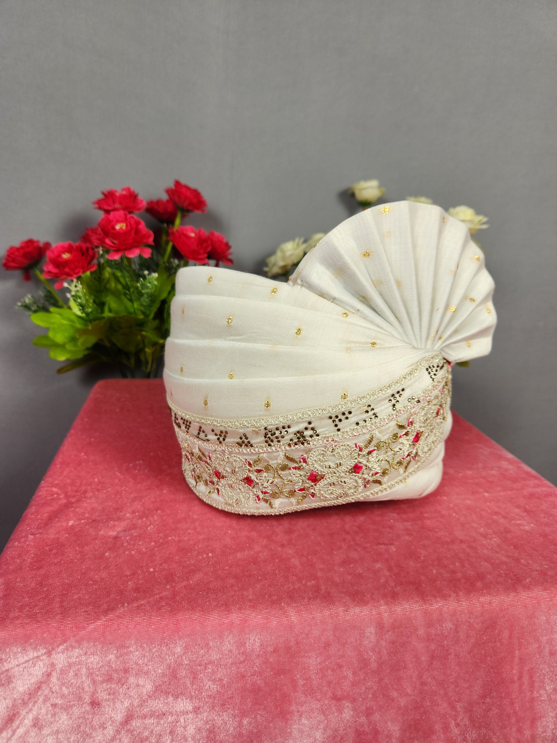 White Groom Turban Shawl Set