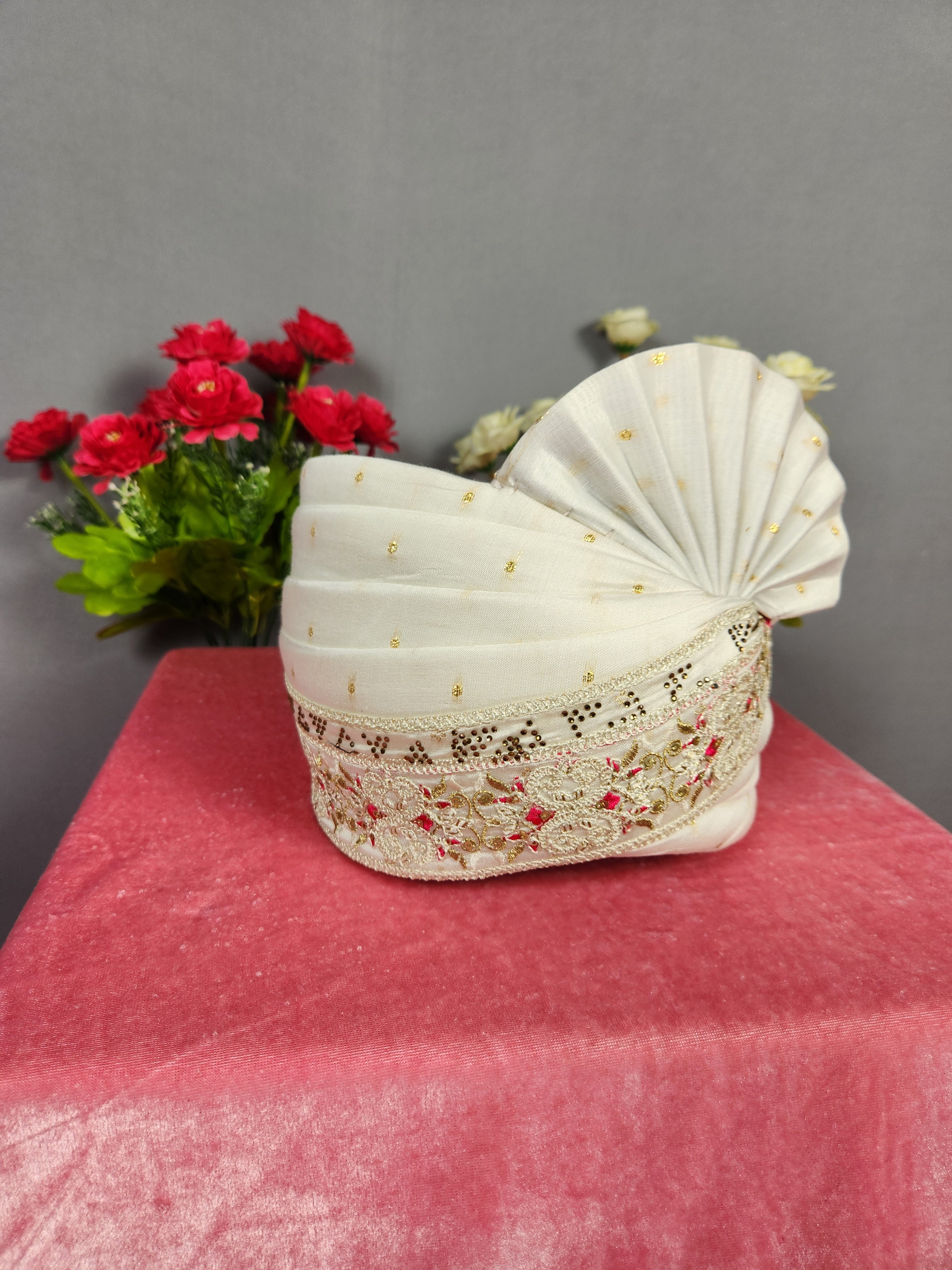 White Groom Turban Shawl Set